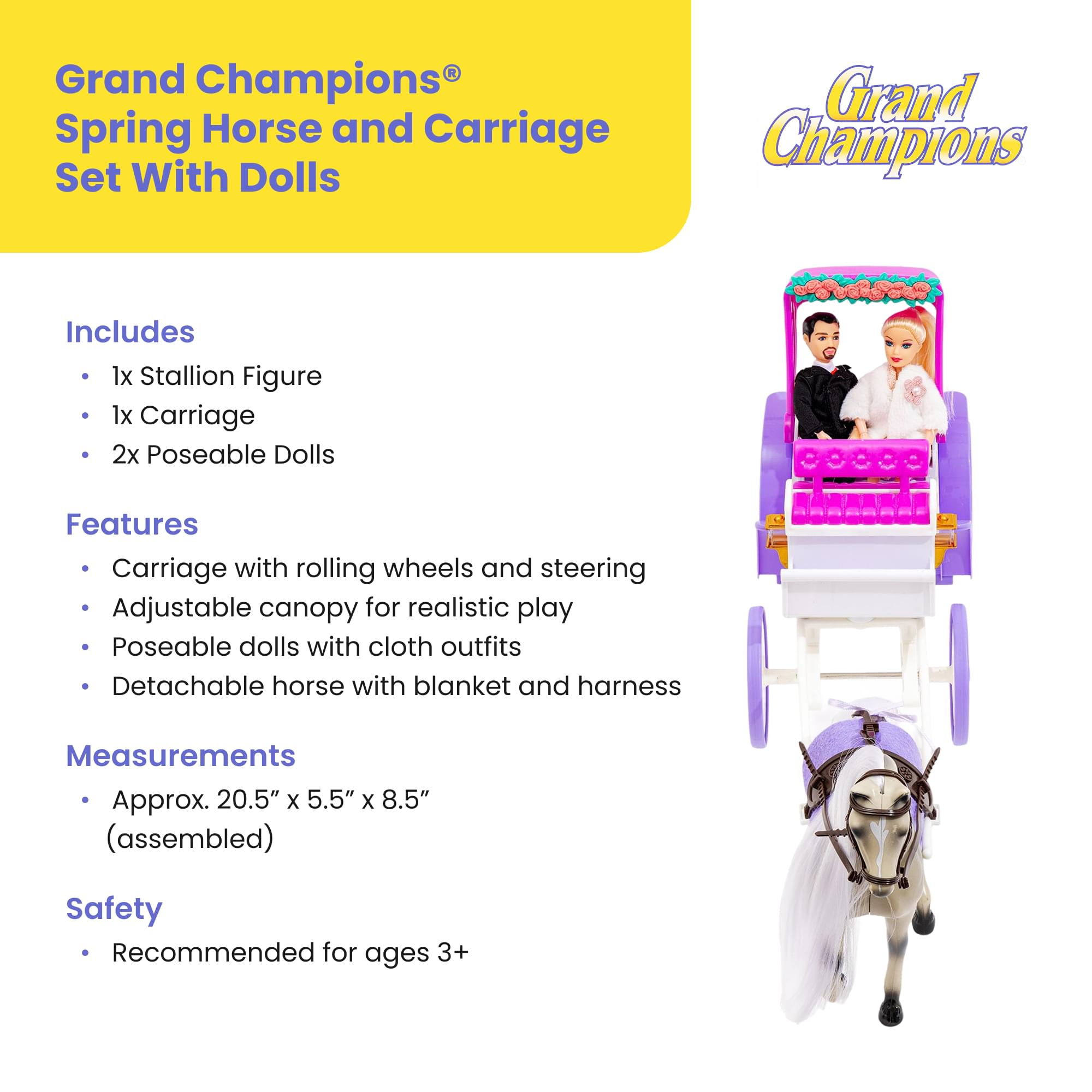 Grand Champions Spring Carriage Ride Dolls and Horse Playset