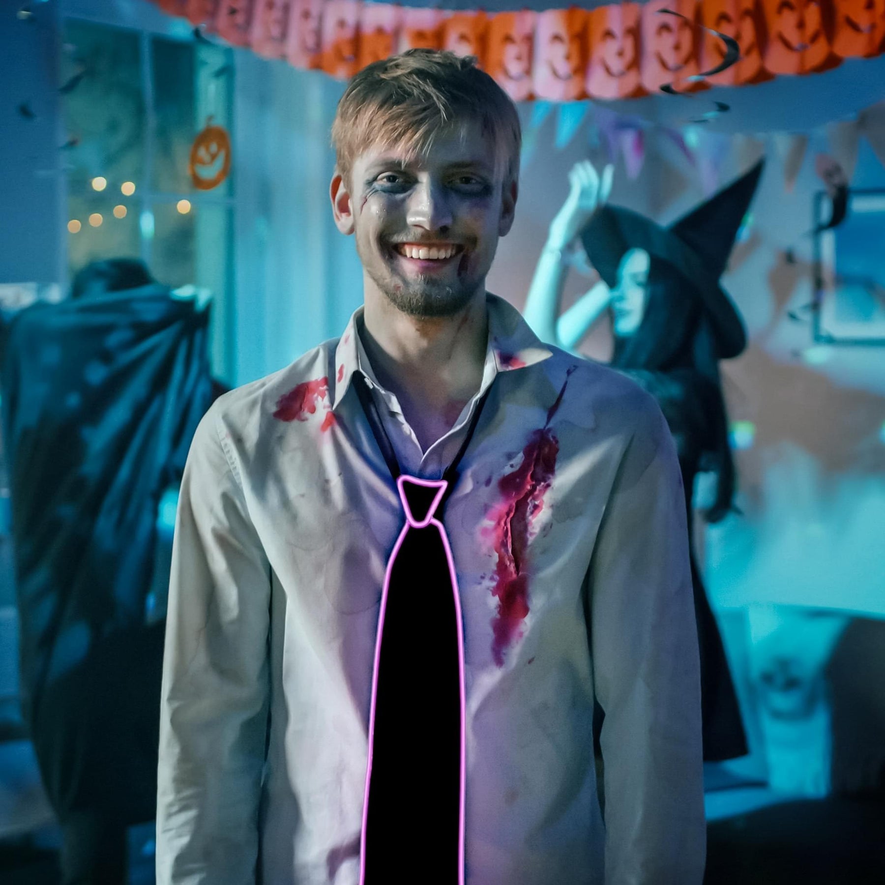 Glowman Glow Costume Neck Tie Pink