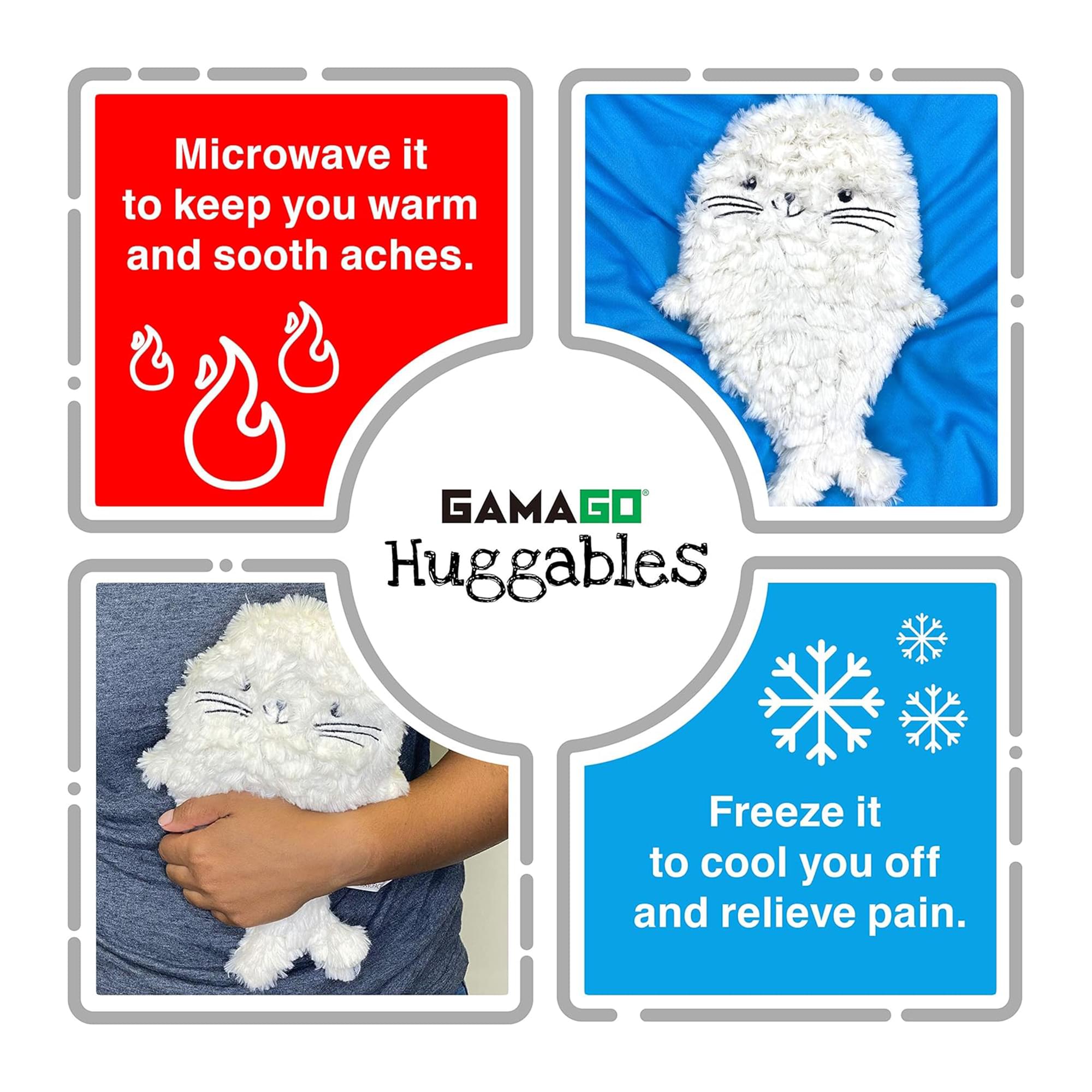 GAMAGO Seal Pup Heating Pad & Pillow Huggable