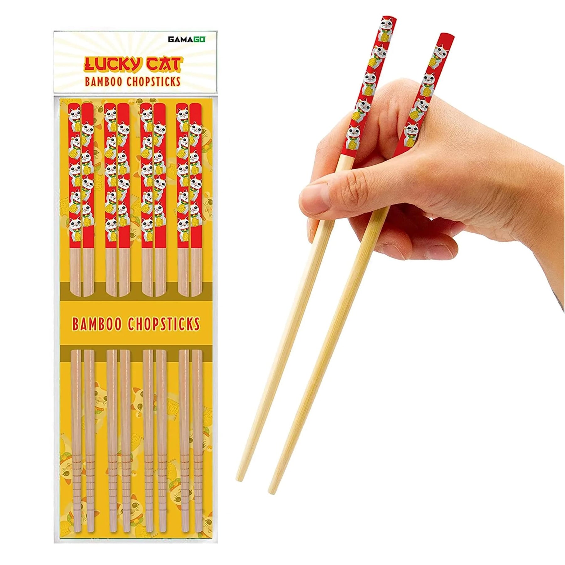 Lucky Cat GAMAGO Cast Bamboo Chopsticks | Set of 4