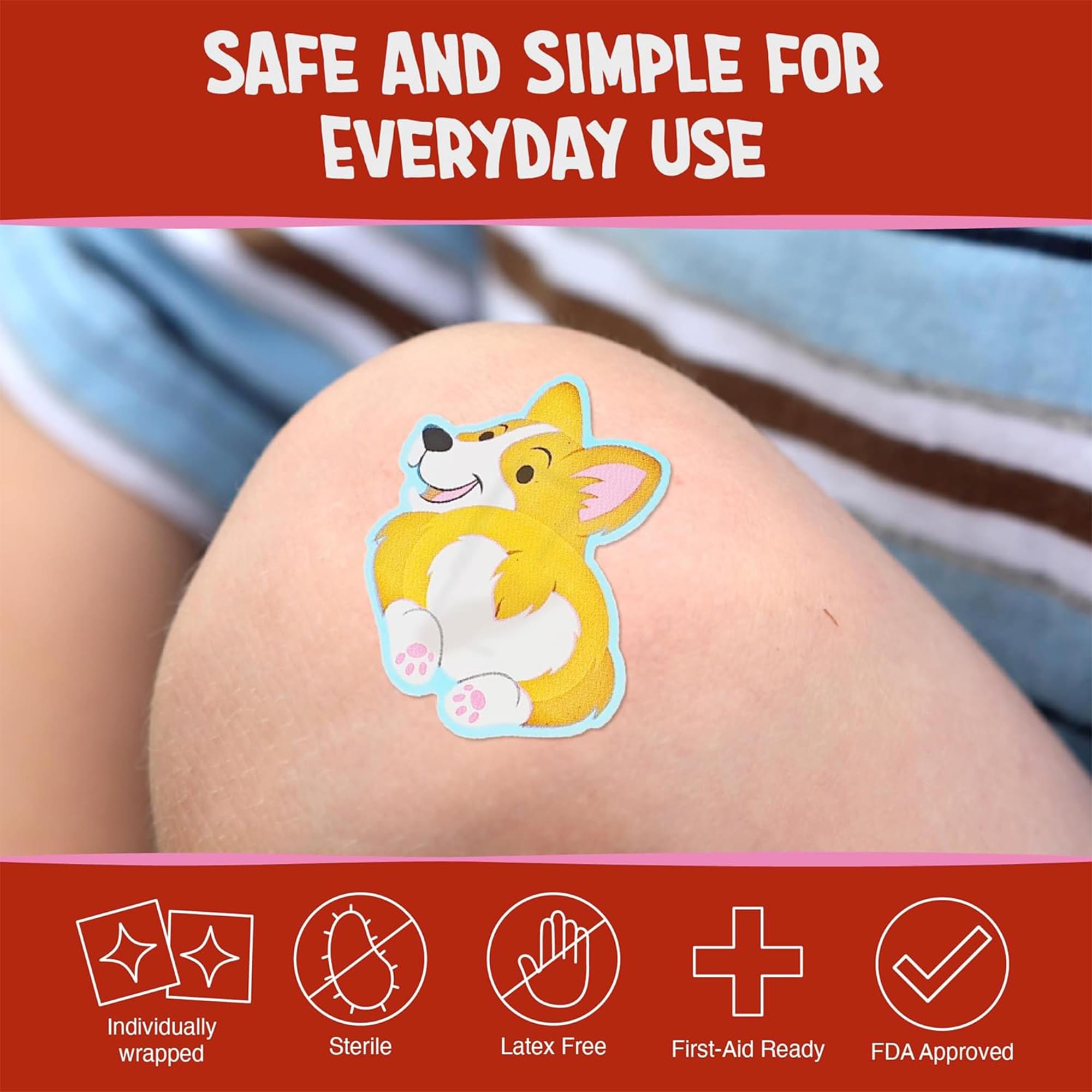 GAMAGO Corgi Butt Adhesive Bandages | 20 Count With Carry Case