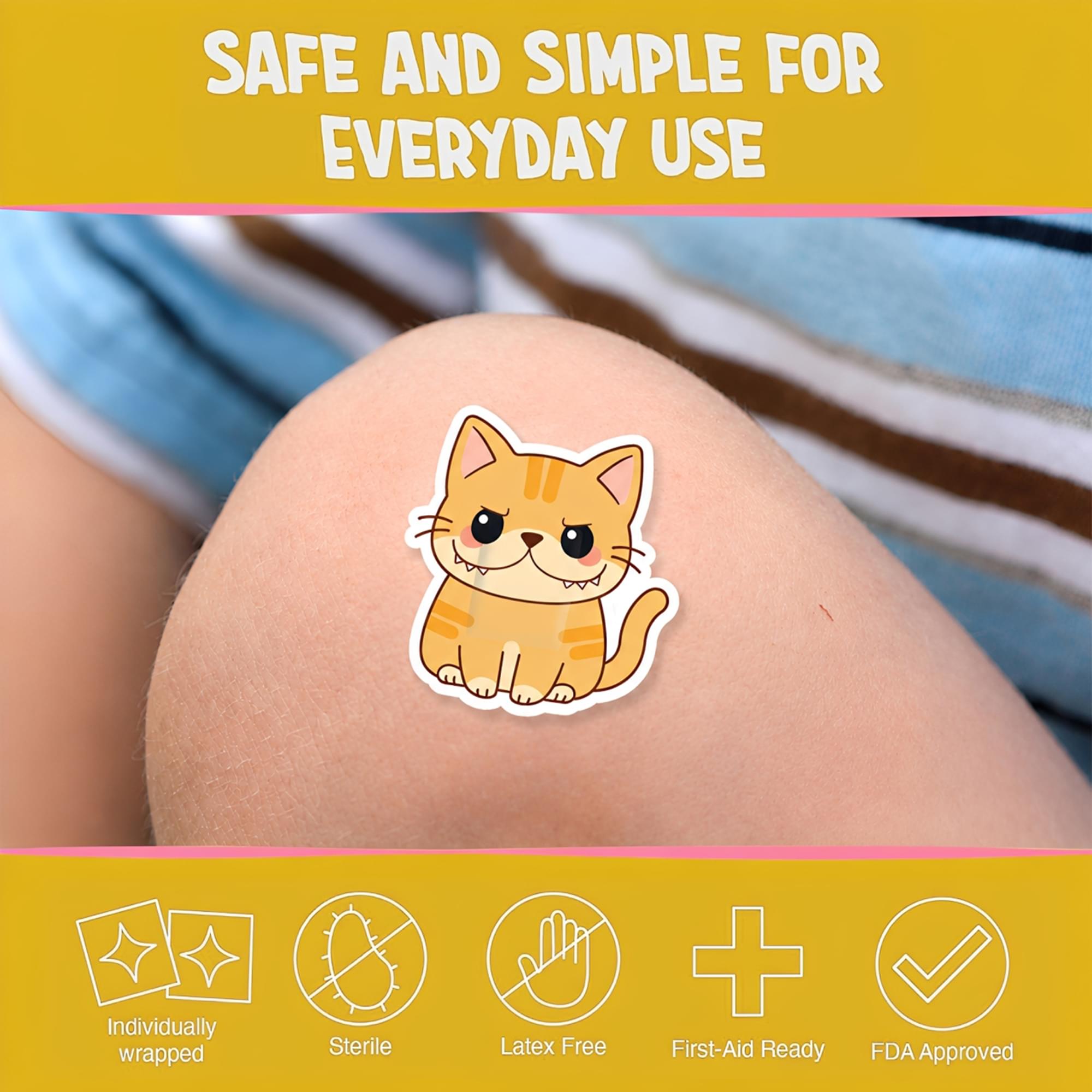 GAMGO Sweet & Sour Cat Adhesive Bandages | 20 Count With Carry Case
