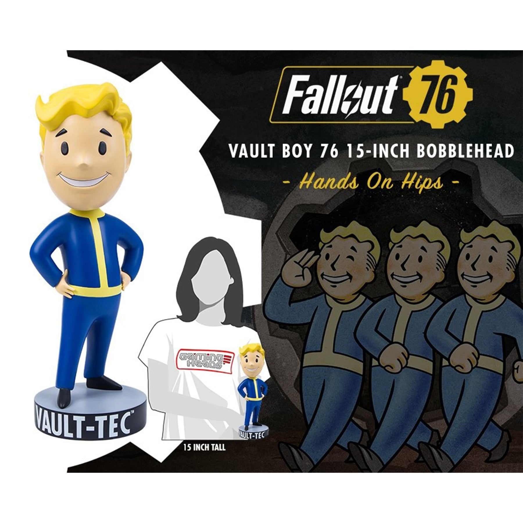 Fallout 76 Vault Boy Hands on Hips 15 Inch Resin Mega Bobblehead