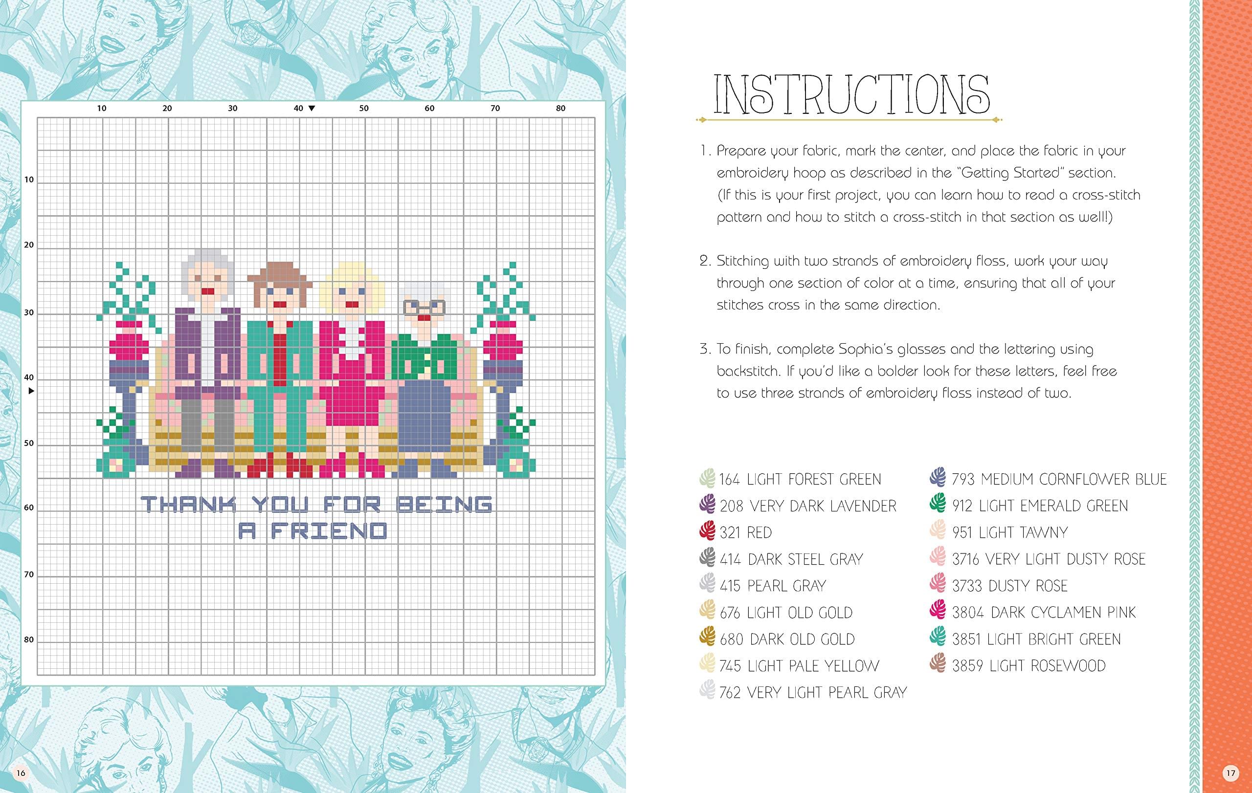 The Golden Girls Cross Stitch Kit - 12 Patterns | Materials For 2 Projects