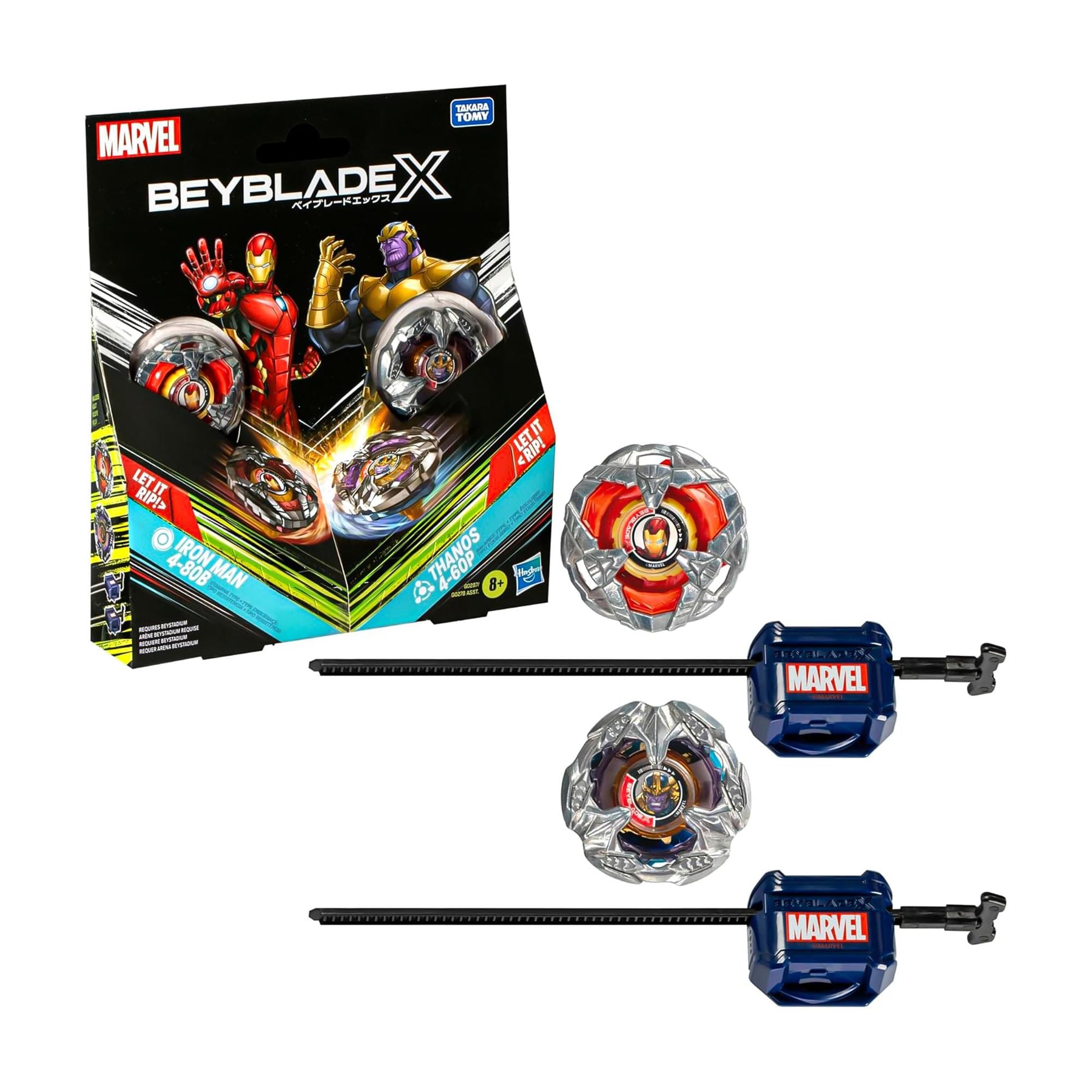 Beyblade X Marvel Iron Man 4-80B vs Thanos 4-60P Dual Pack Set