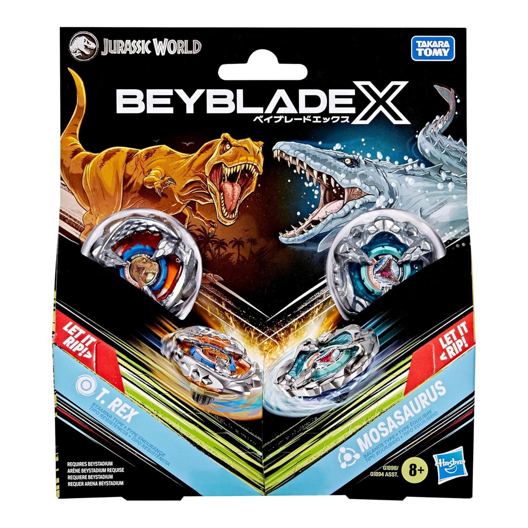 Beyblade X Jurassic World T. Rex vs Mosasaurus 2 Pack