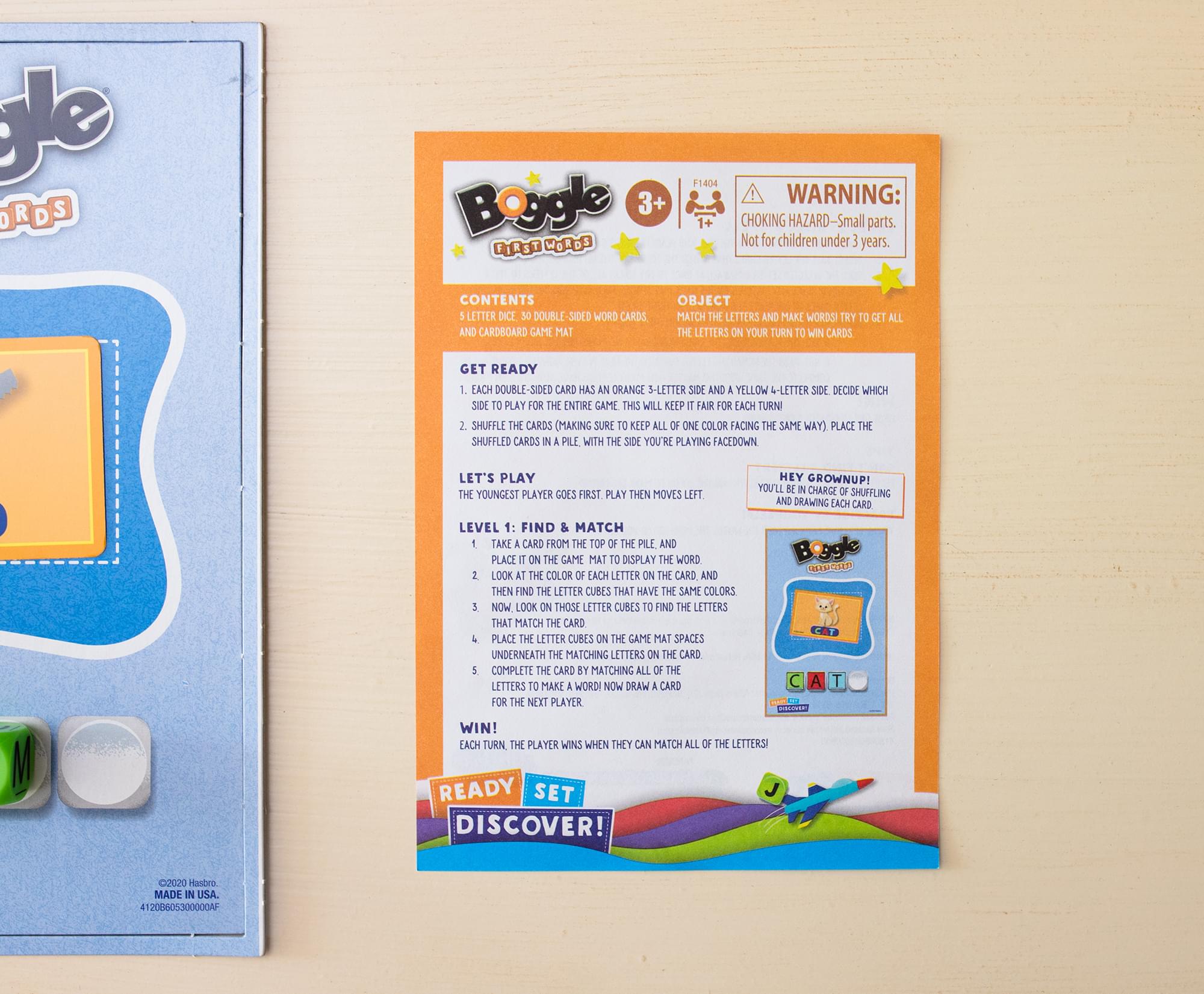 Boggle First Words Kid's Matching Card Game