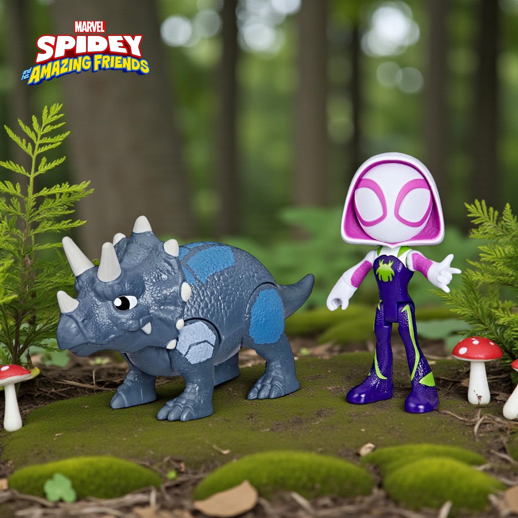 Marvel Spidey and Friends 4-Inch Dino-Webs Set | Ghost-Spider & Rhino Dino