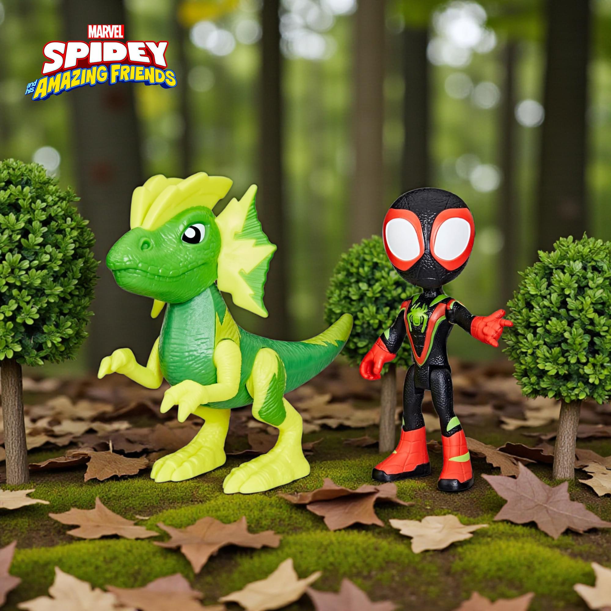 Marvel Spidey and Friends 4-Inch Dino-Webs Set | Miles Morales & Electrosaurus