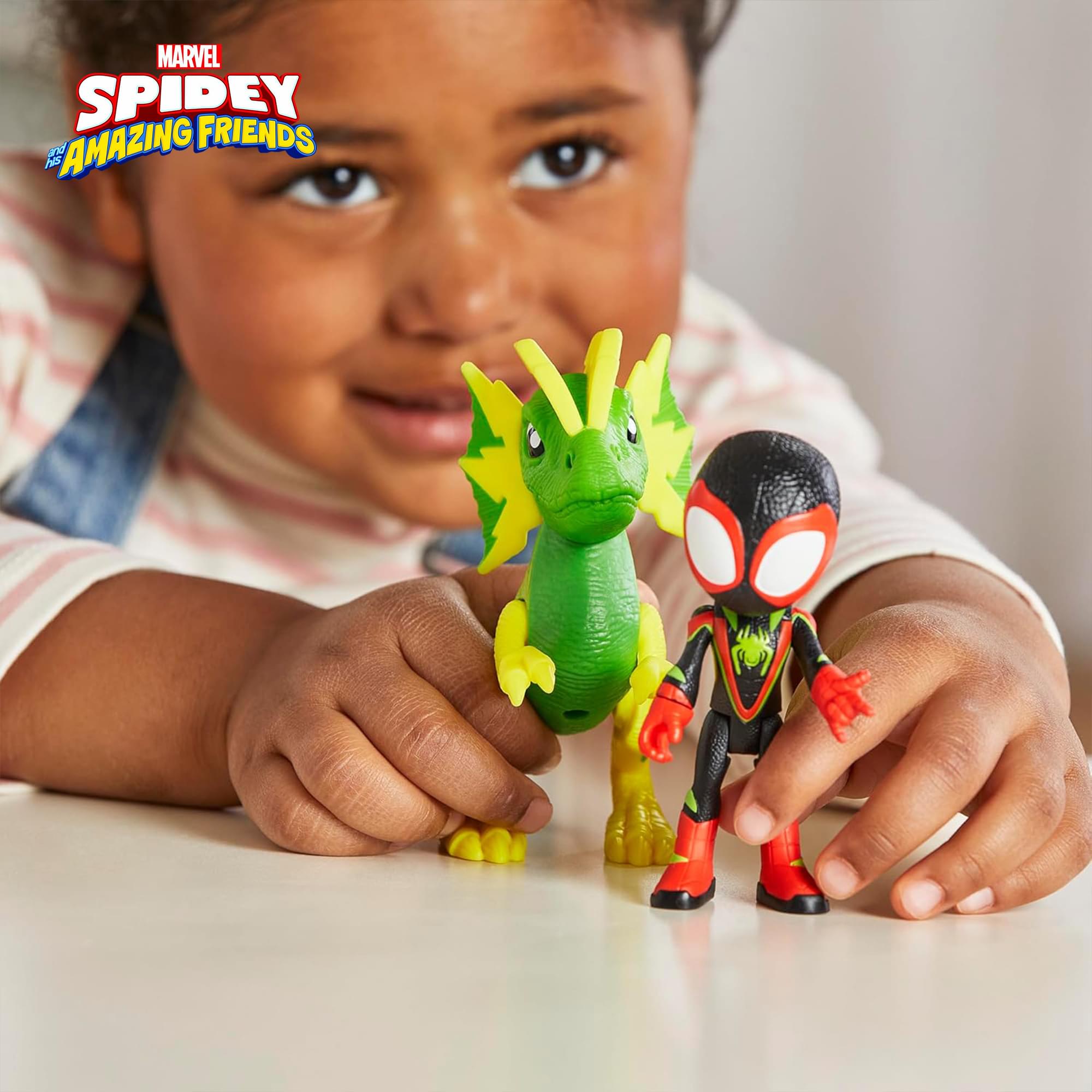Marvel Spidey and Friends 4-Inch Dino-Webs Set | Miles Morales & Electrosaurus