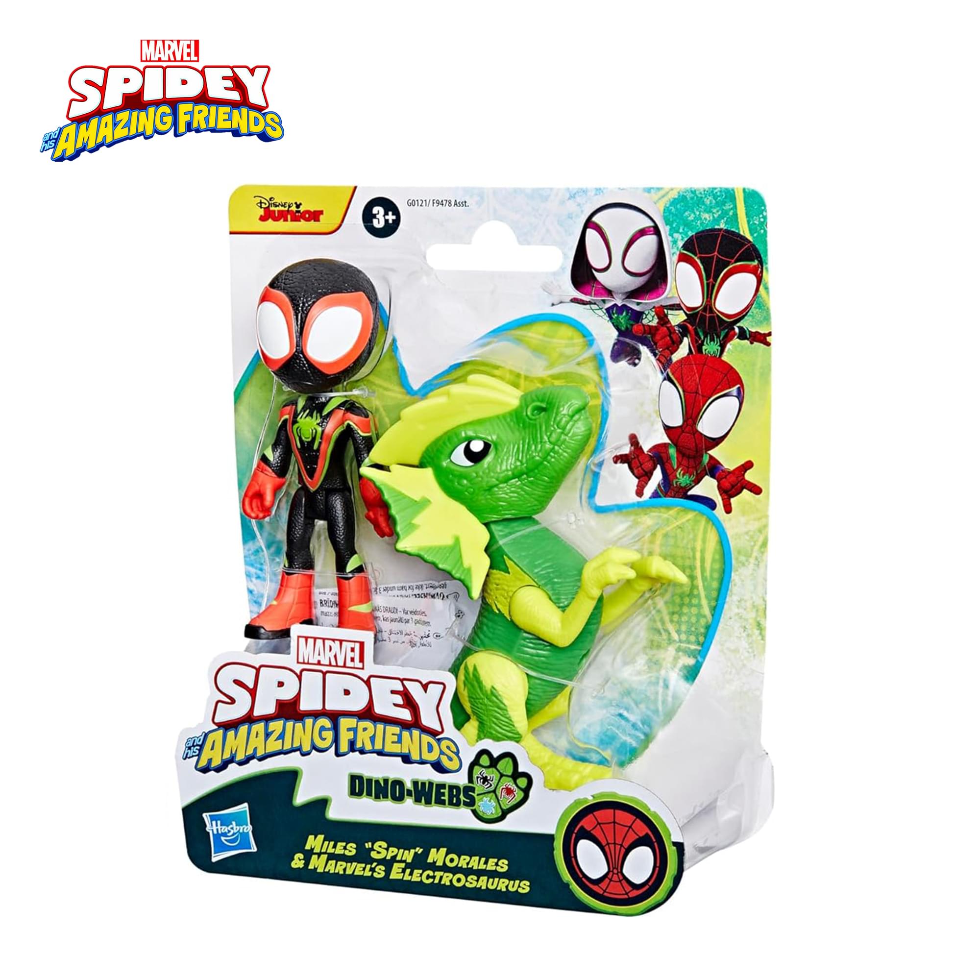 Marvel Spidey and Friends 4-Inch Dino-Webs Set | Miles Morales & Electrosaurus