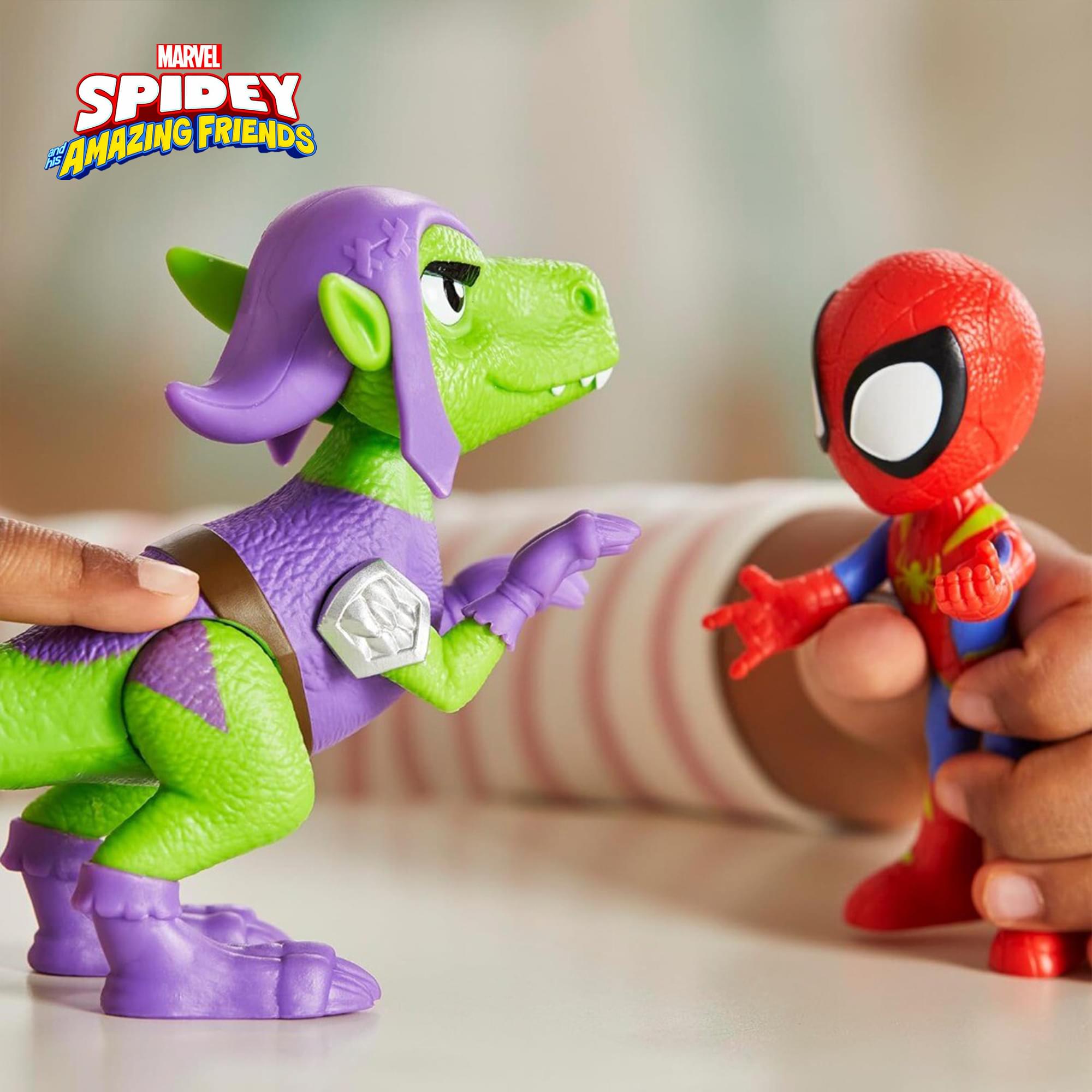 Marvel Spidey and Friends 4-Inch Dino-Webs Set | Spidey & Goblin Raptor