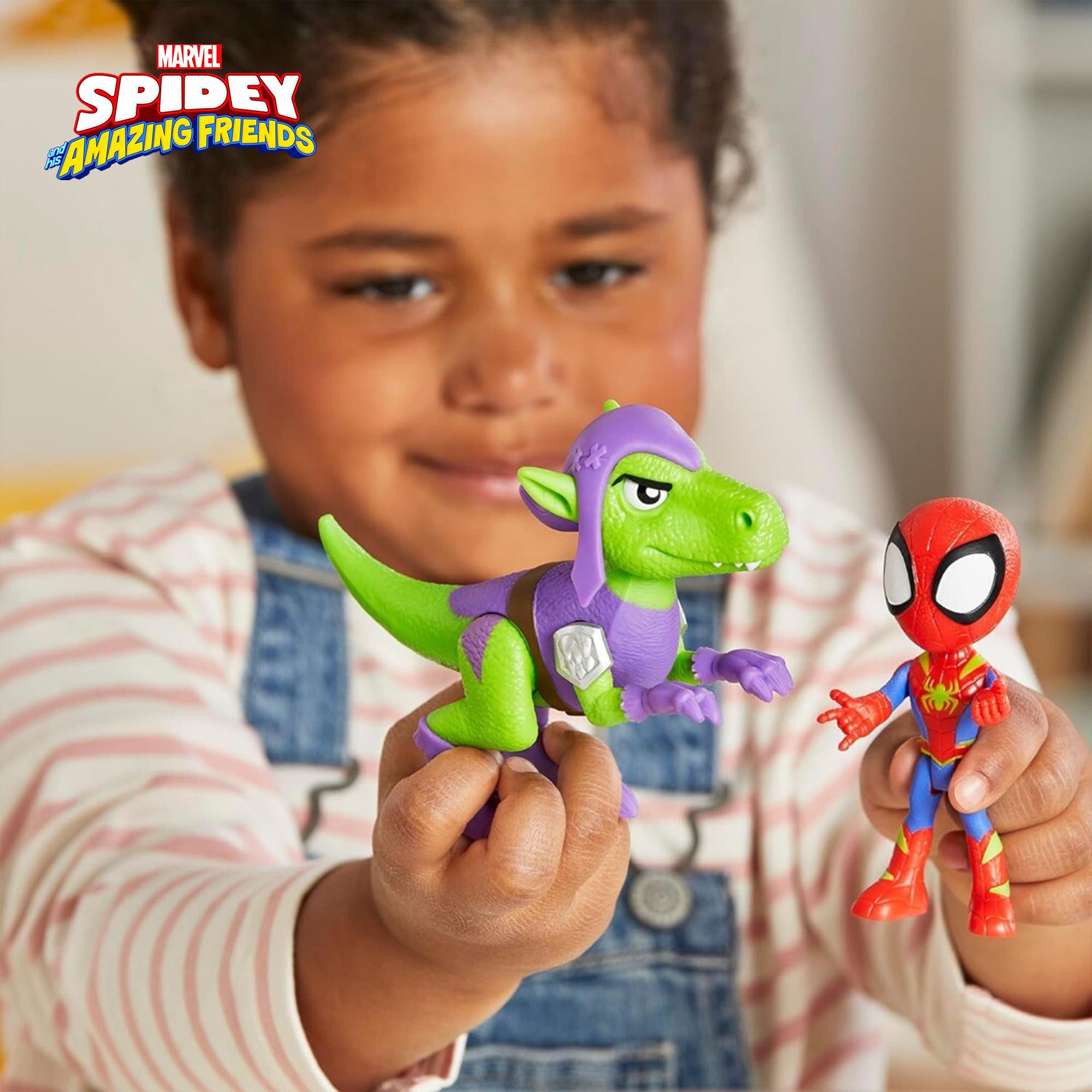 Marvel Spidey and Friends 4-Inch Dino-Webs Set | Spidey & Goblin Raptor