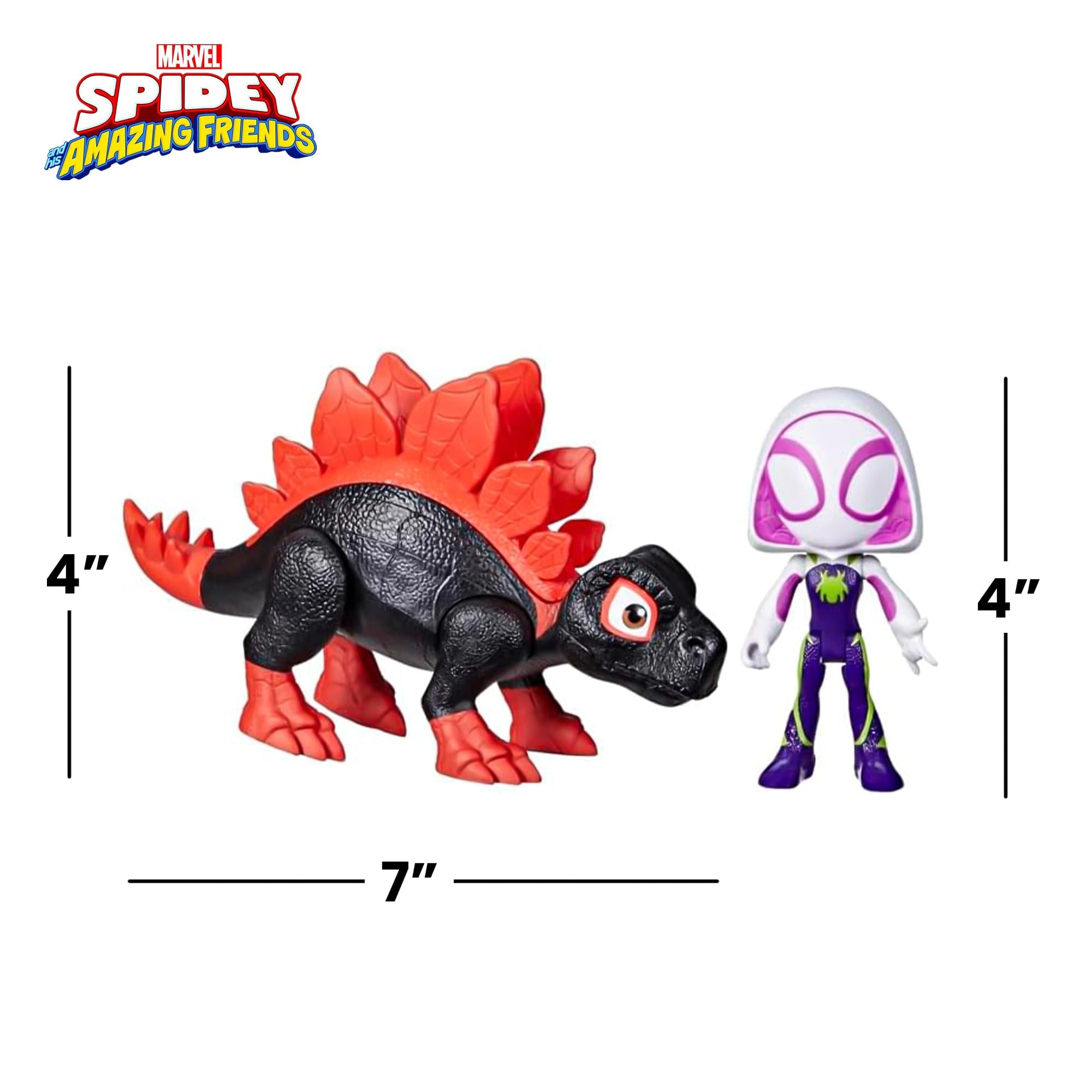 Marvel Spidey and Friends 4-Inch Dino-Webs Set | Dino Spin & Ghost-Spider