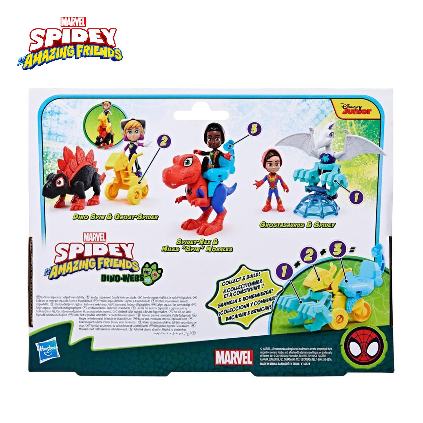 Marvel Spidey and Friends 4-Inch Dino-Webs Set | Dino Spin & Ghost-Spider