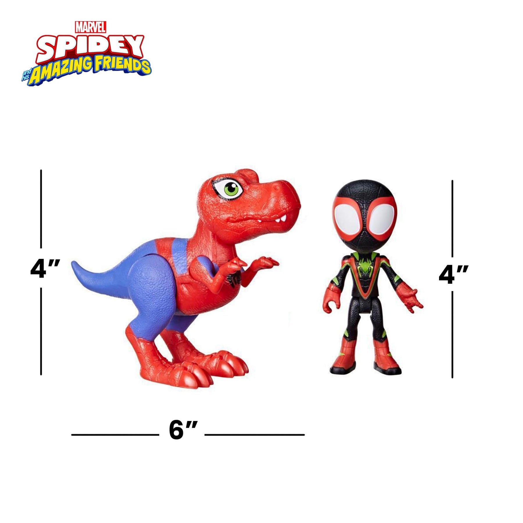Marvel Spidey and Friends 4-Inch Dino-Webs Set | Spidey-Rex & Miles Morales
