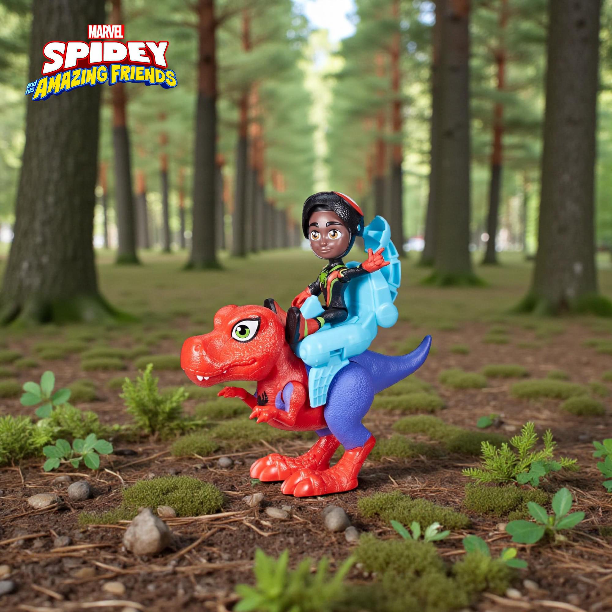 Marvel Spidey and Friends 4-Inch Dino-Webs Set | Spidey-Rex & Miles Morales