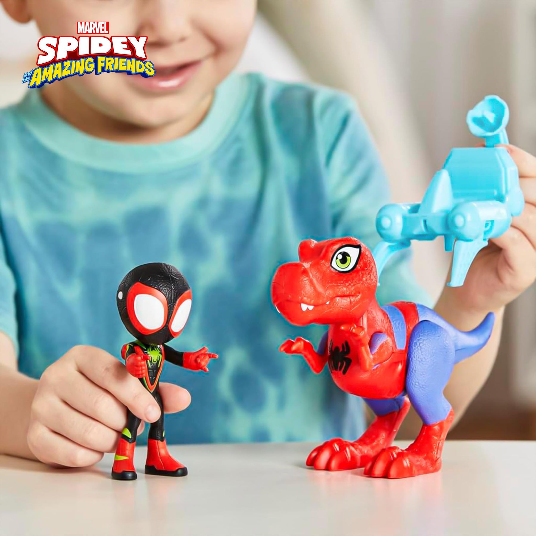 Marvel Spidey and Friends 4-Inch Dino-Webs Set | Spidey-Rex & Miles Morales