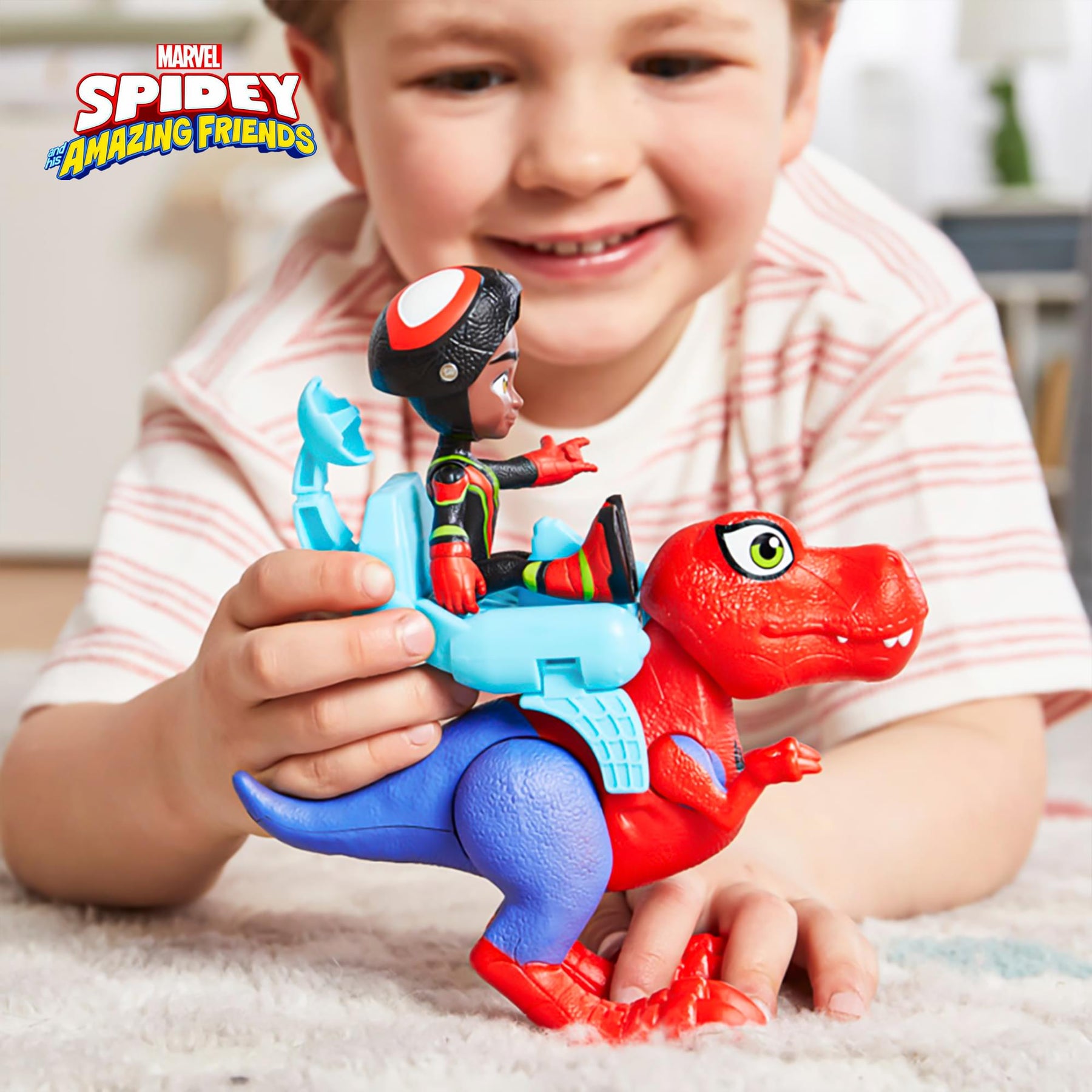 Marvel Spidey and Friends 4-Inch Dino-Webs Set | Spidey-Rex & Miles Morales