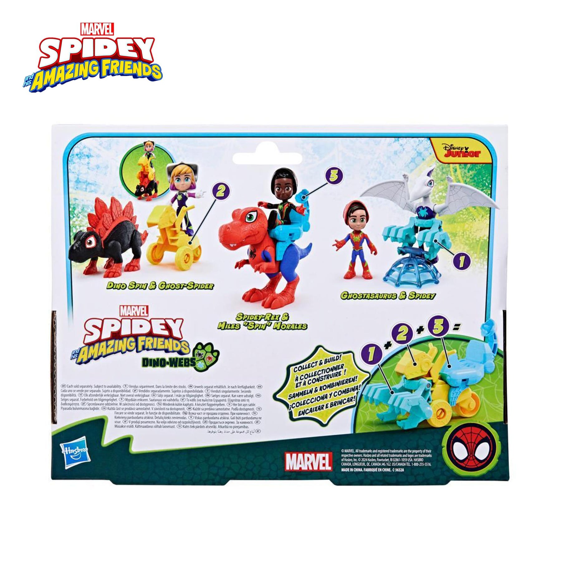 Marvel Spidey and Friends 4-Inch Dino-Webs Set | Spidey-Rex & Miles Morales
