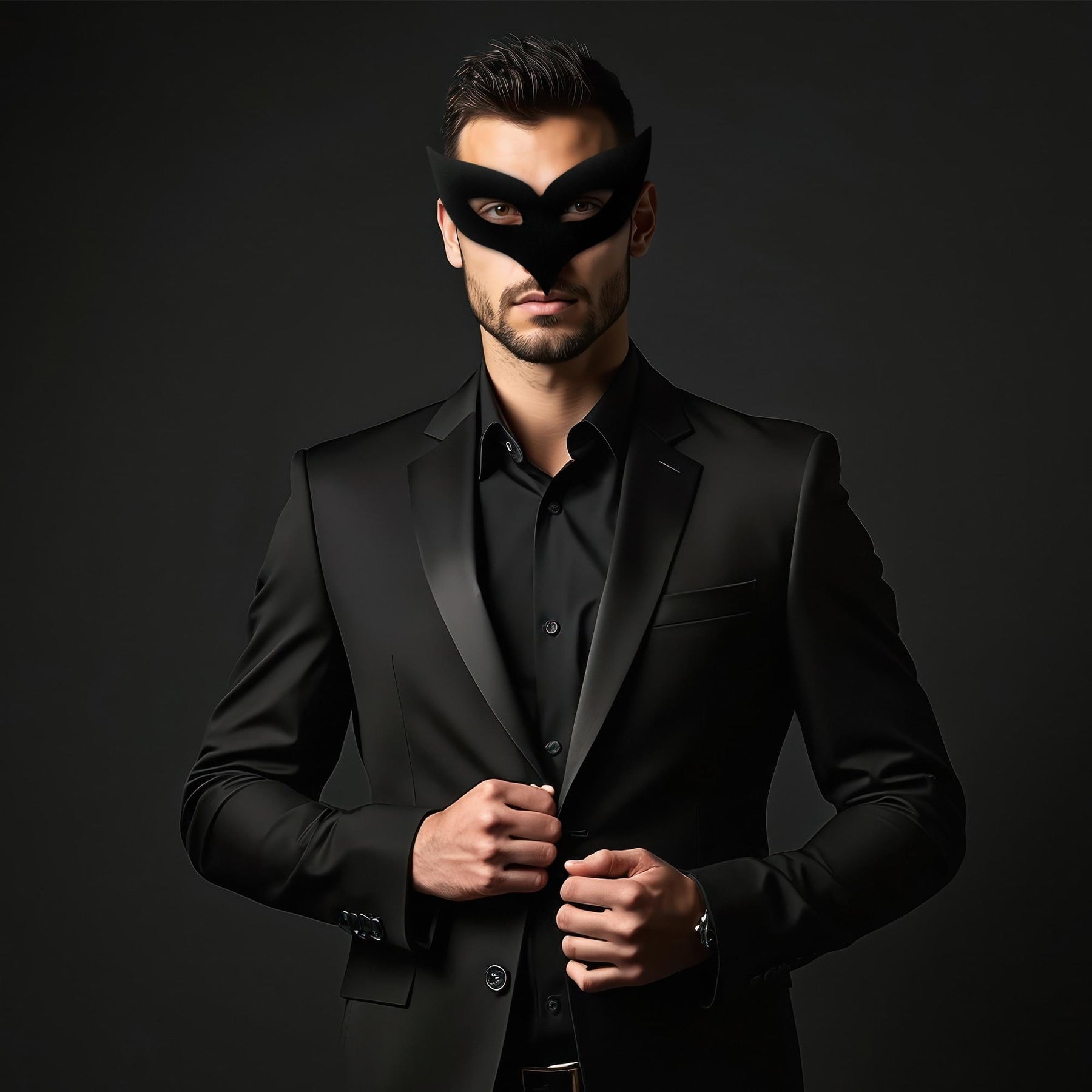 Black Pointed Mystique Mask (Half)