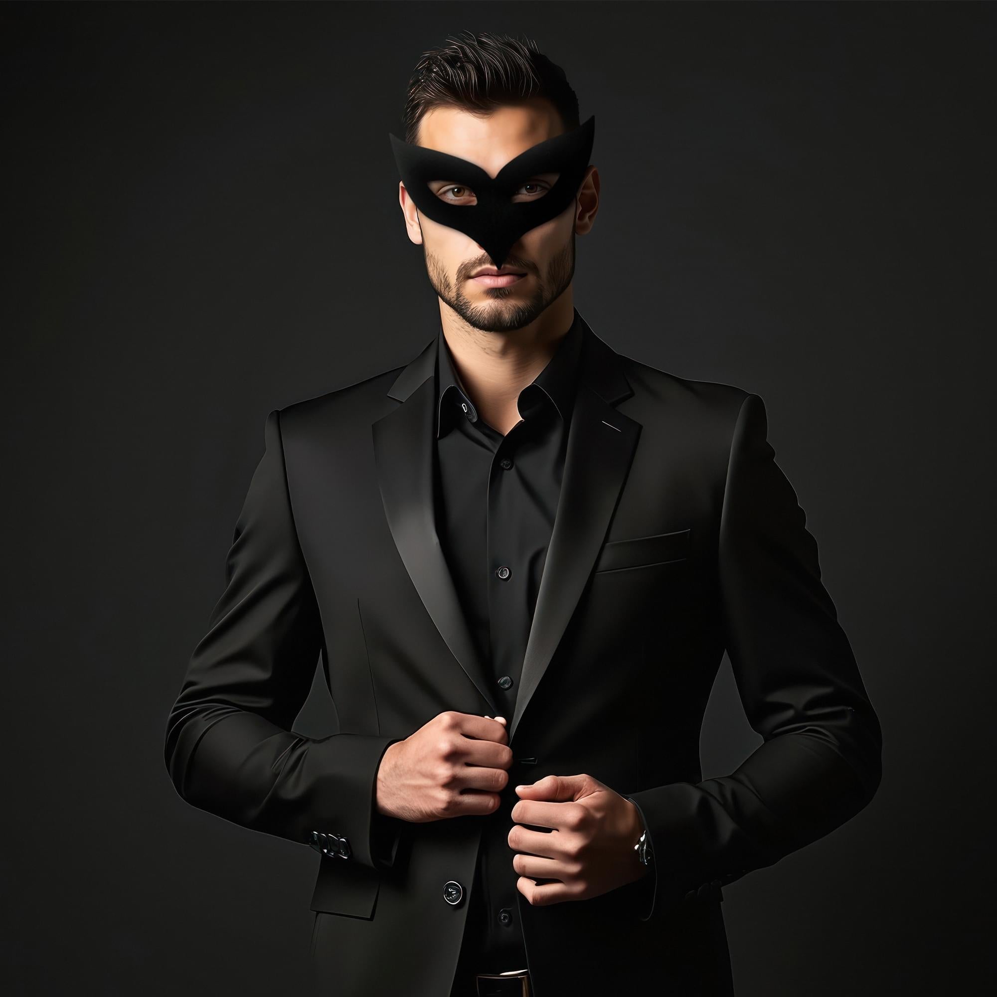 Black Pointed Mystique Mask (Half)