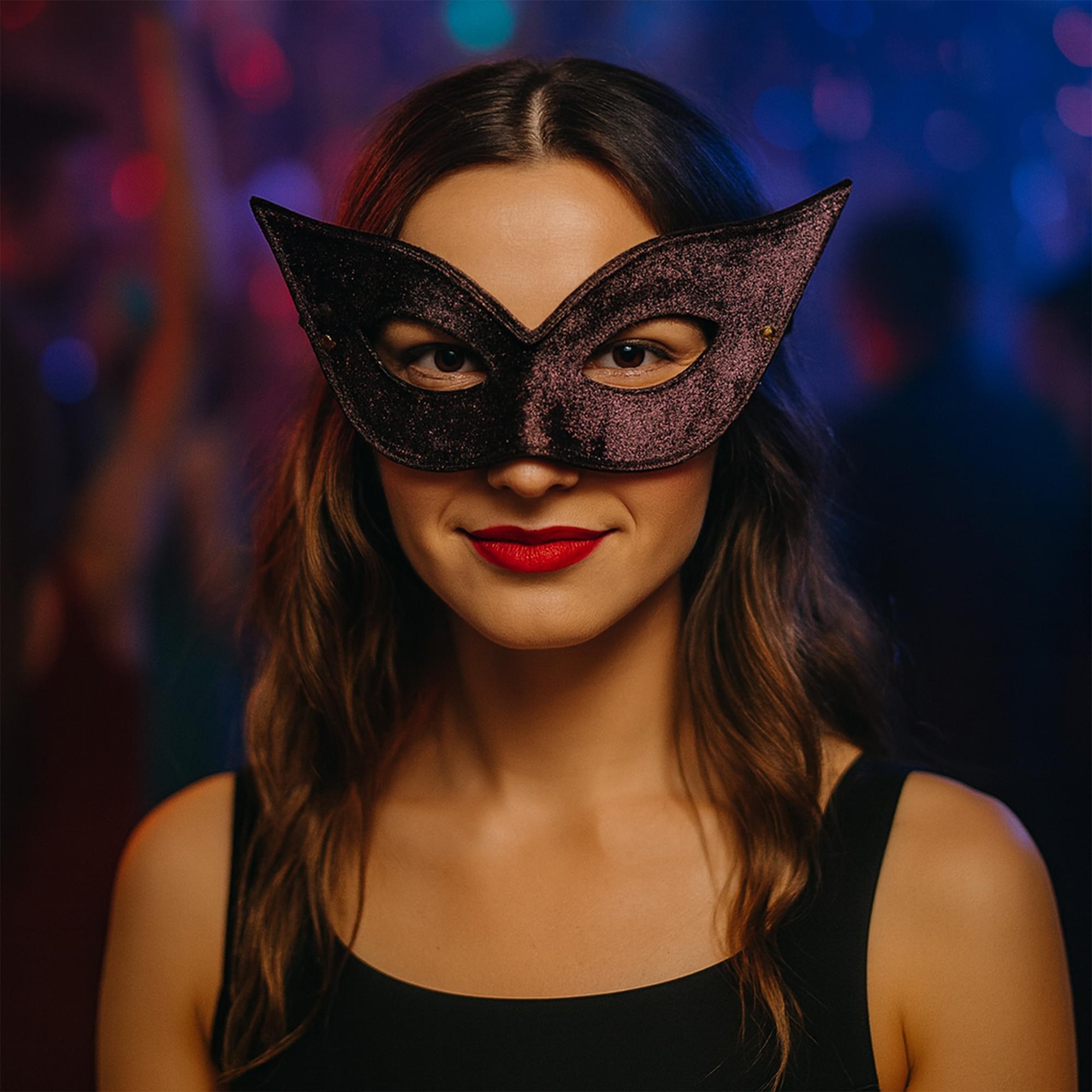 Black Pointed Glitter Mask