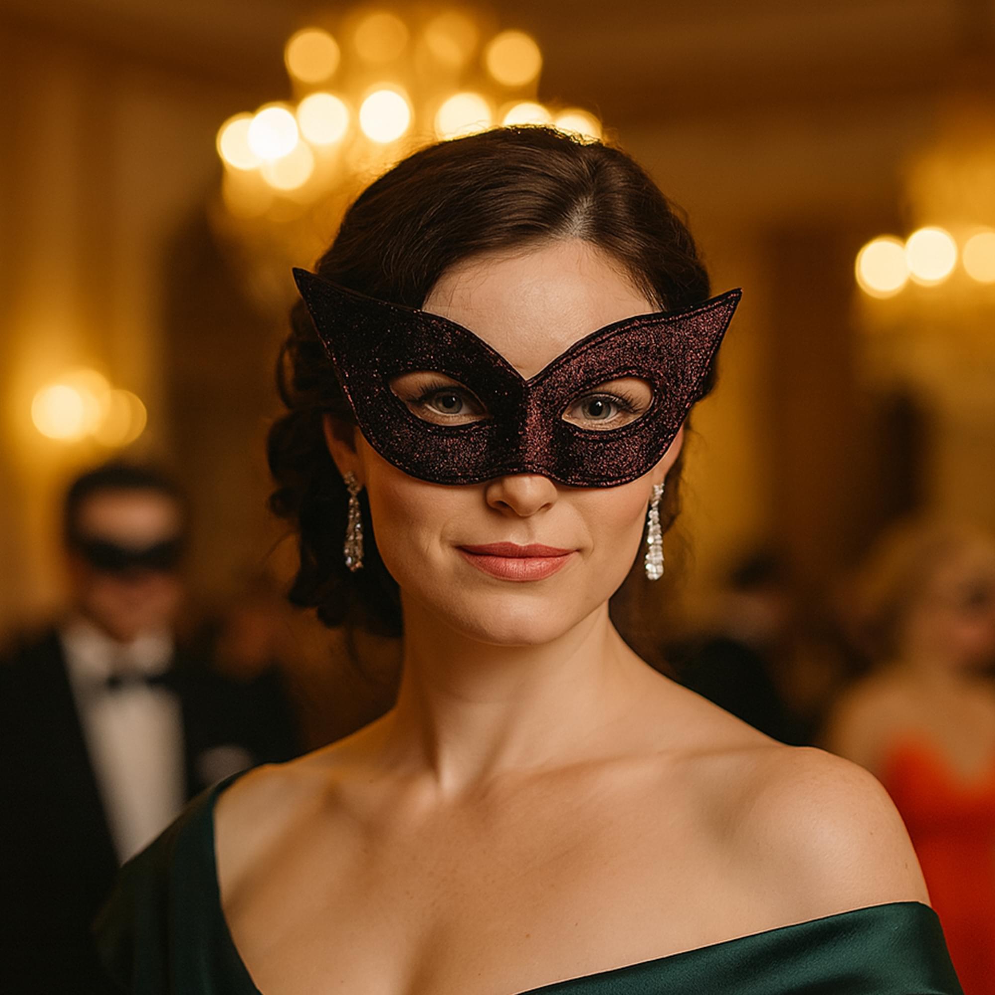 Black Pointed Glitter Mask