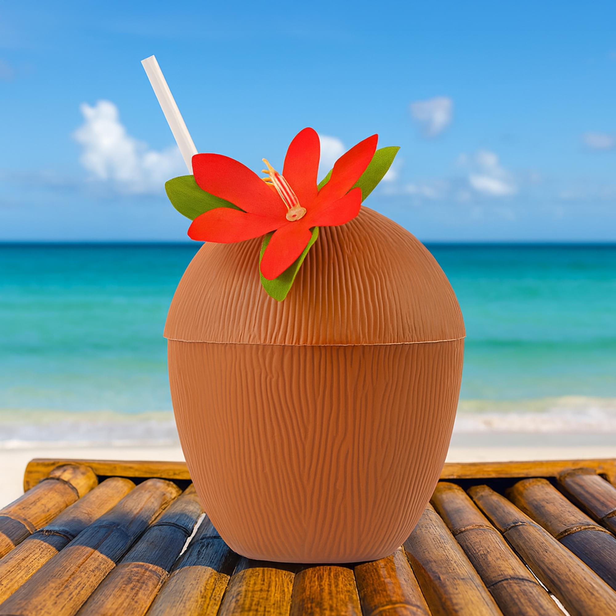 Coconut Cup Flower and Straw