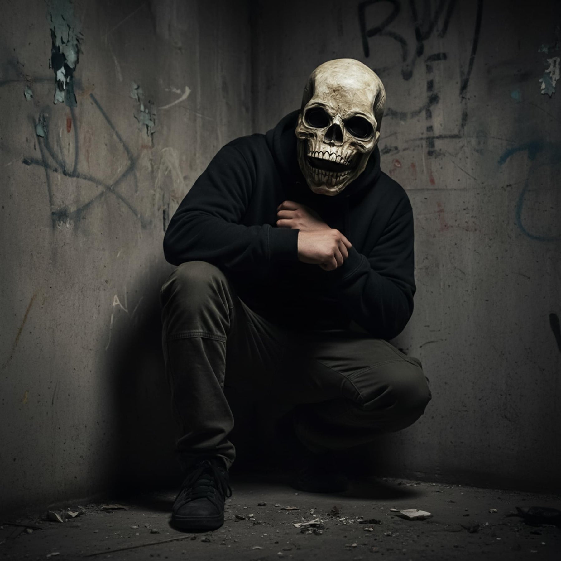 Latex Moving Mouth Skull Adult Costume Mask | One Size