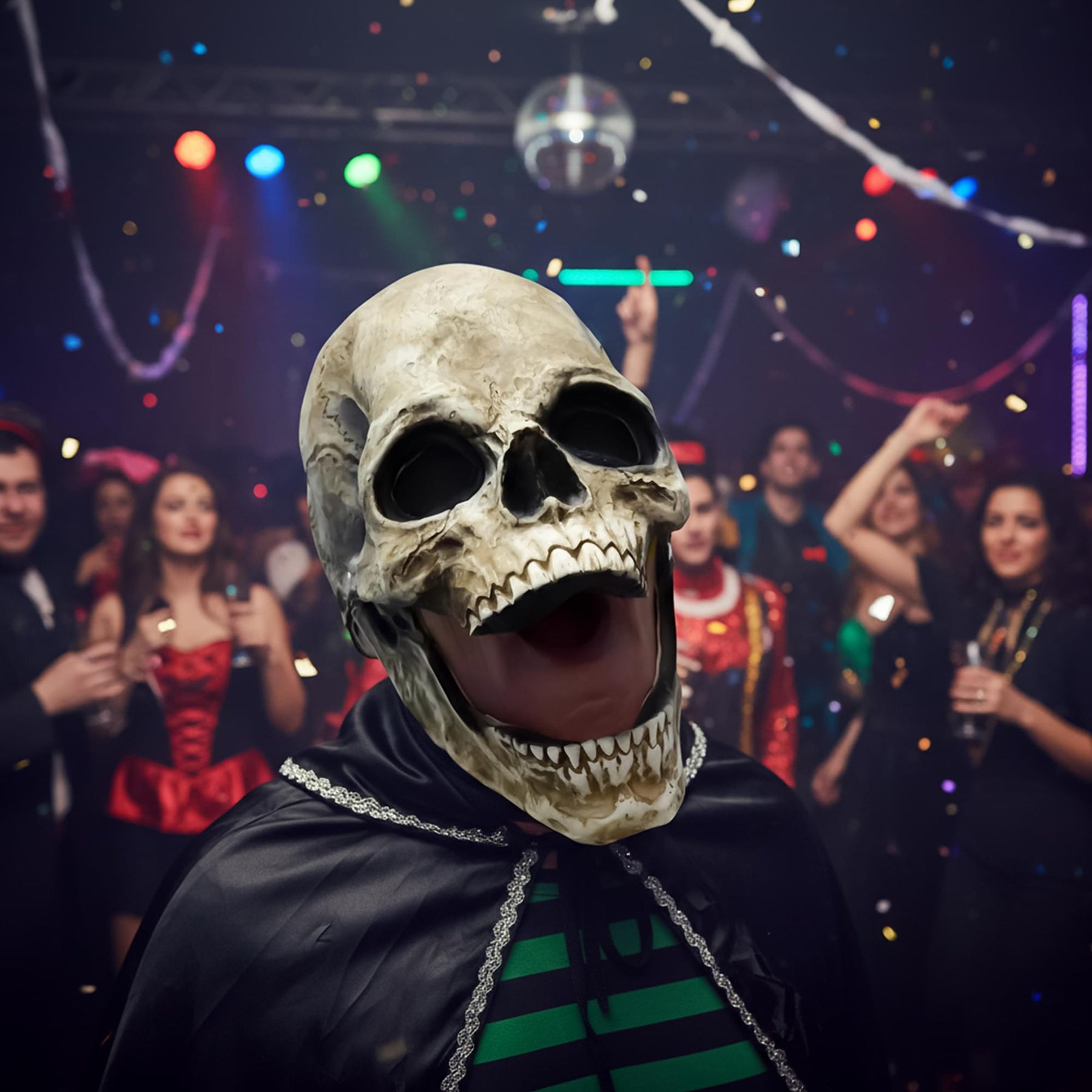 Latex Moving Mouth Skull Adult Costume Mask | One Size