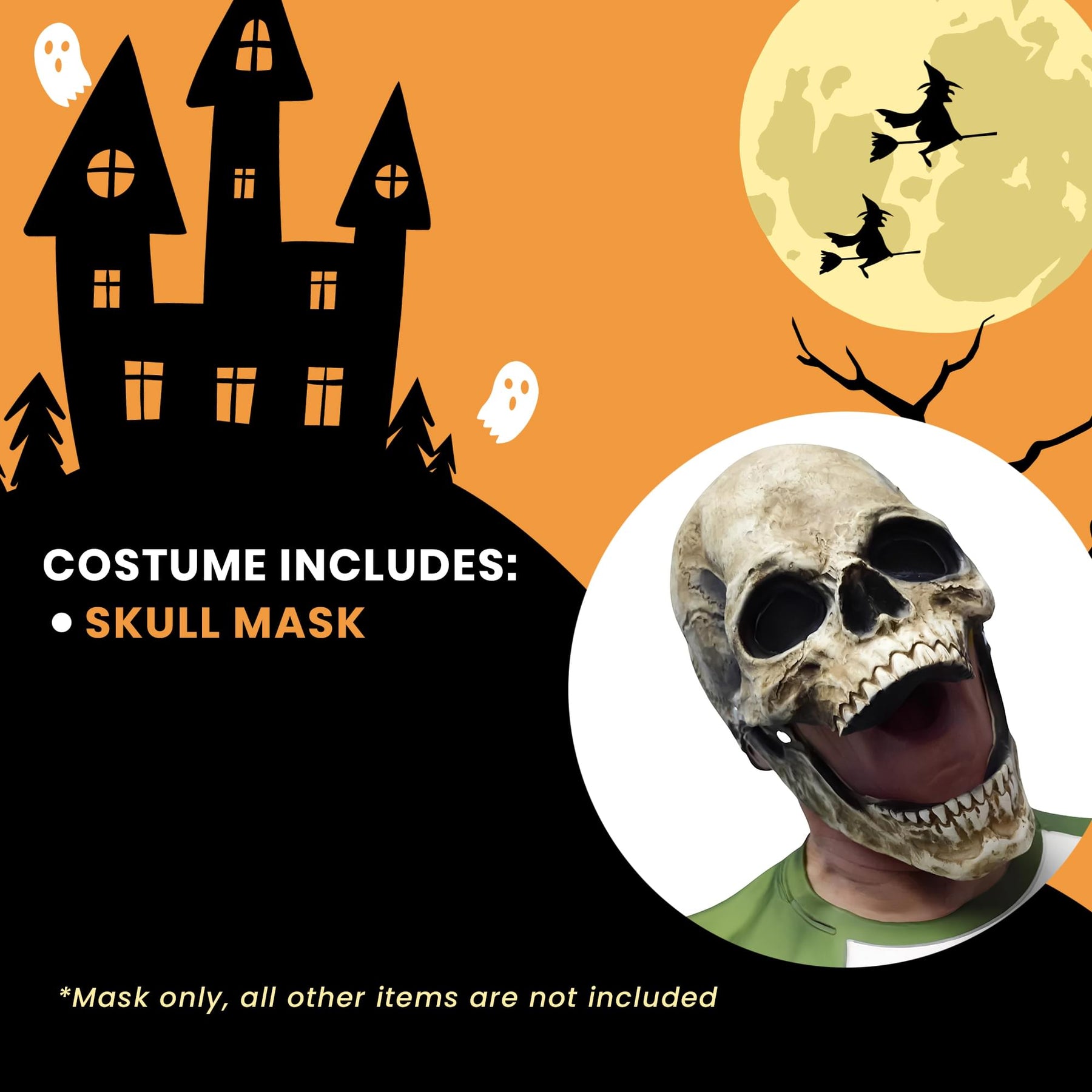 Latex Moving Mouth Skull Adult Costume Mask | One Size