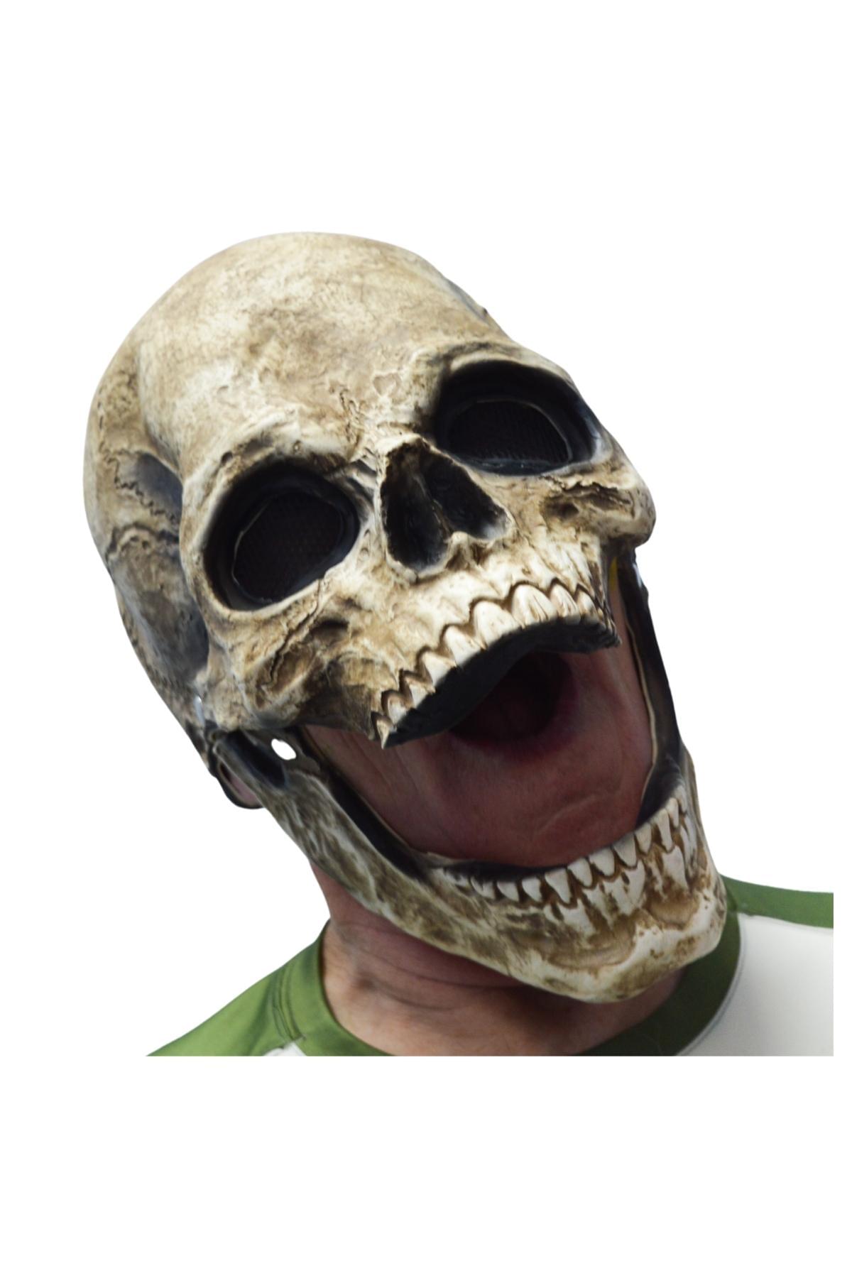 Latex Moving Mouth Skull Adult Costume Mask | One Size