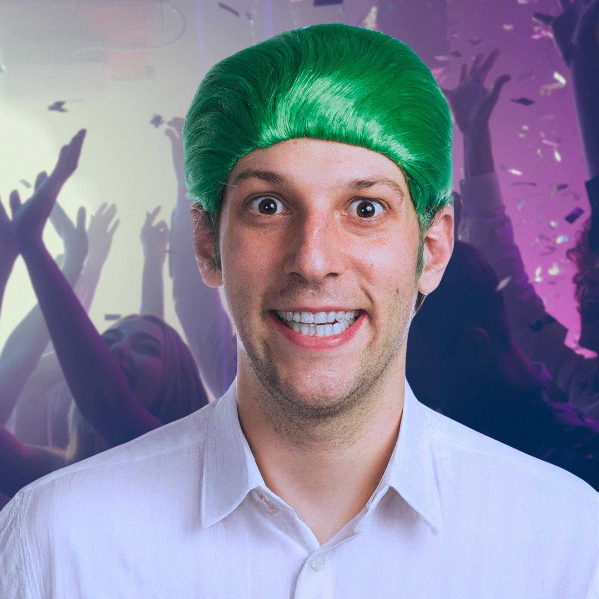 Self Destructors Men's Green Joke Adult Costume Wig