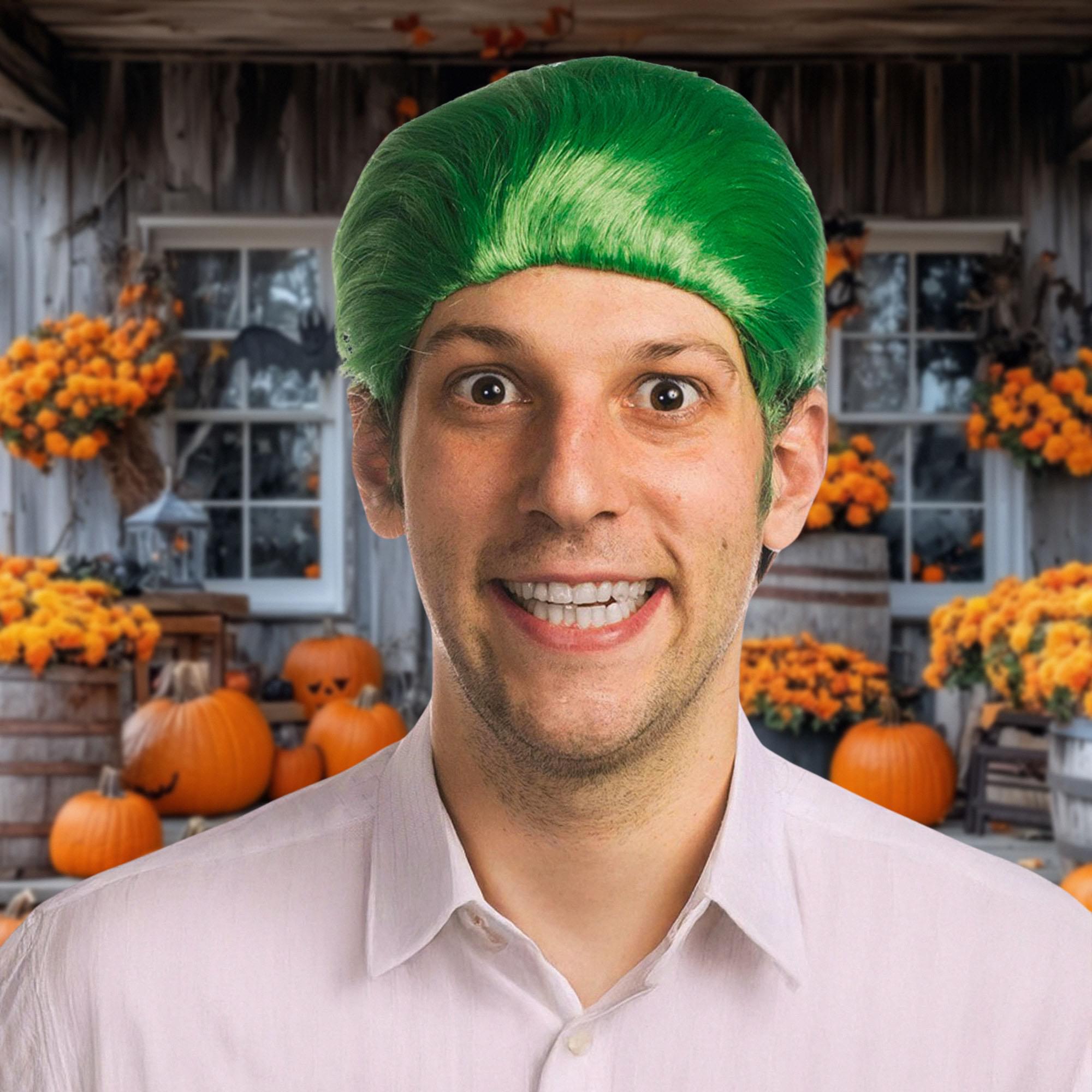 Self Destructors Men's Green Joke Adult Costume Wig
