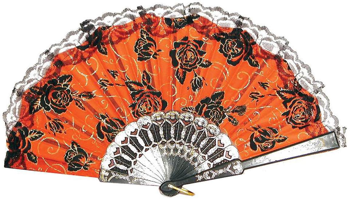 Day Of The Dead Lace Trim Costume Fan