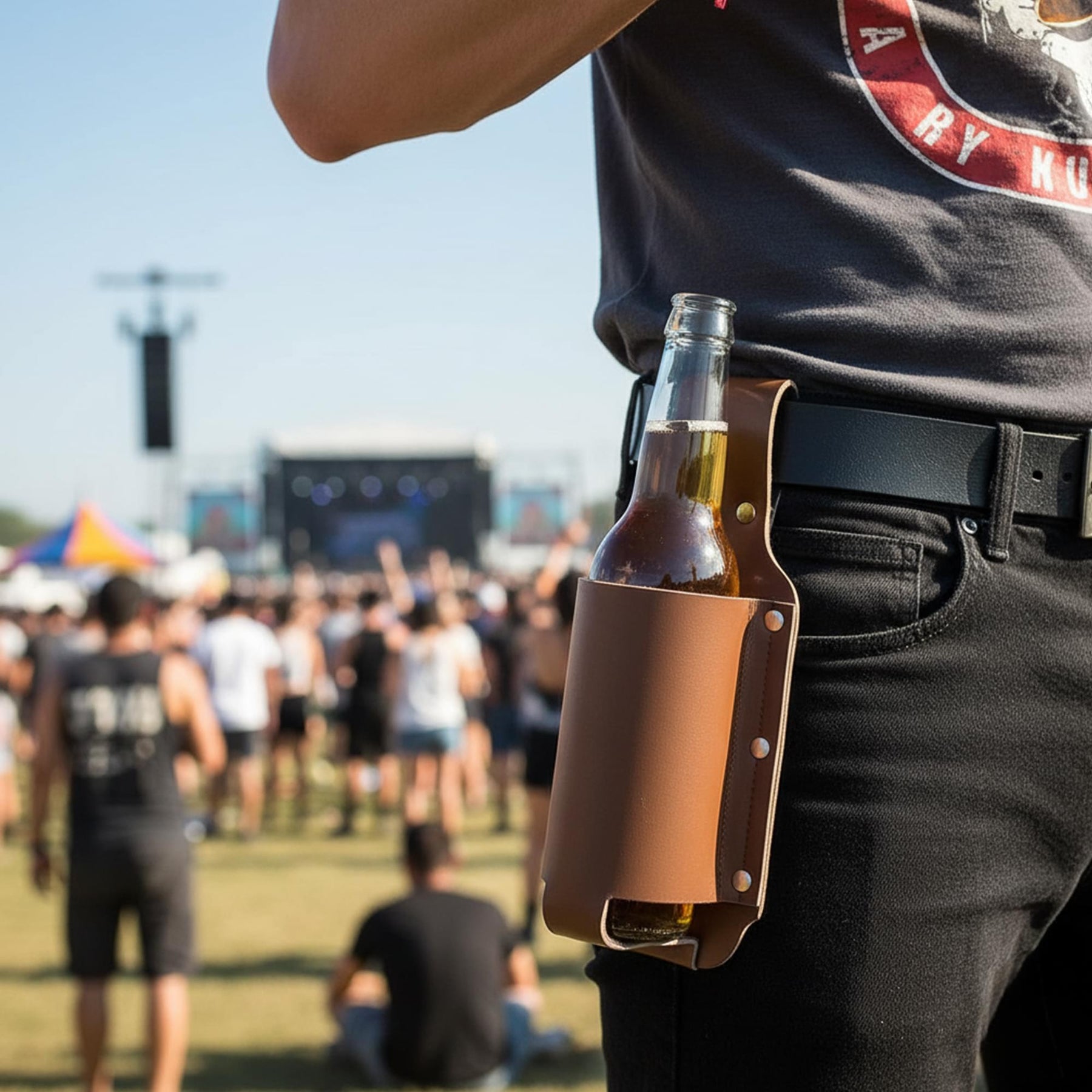 Leatherlike Beverage Holder Adult Costume Accessory | Belt Loop