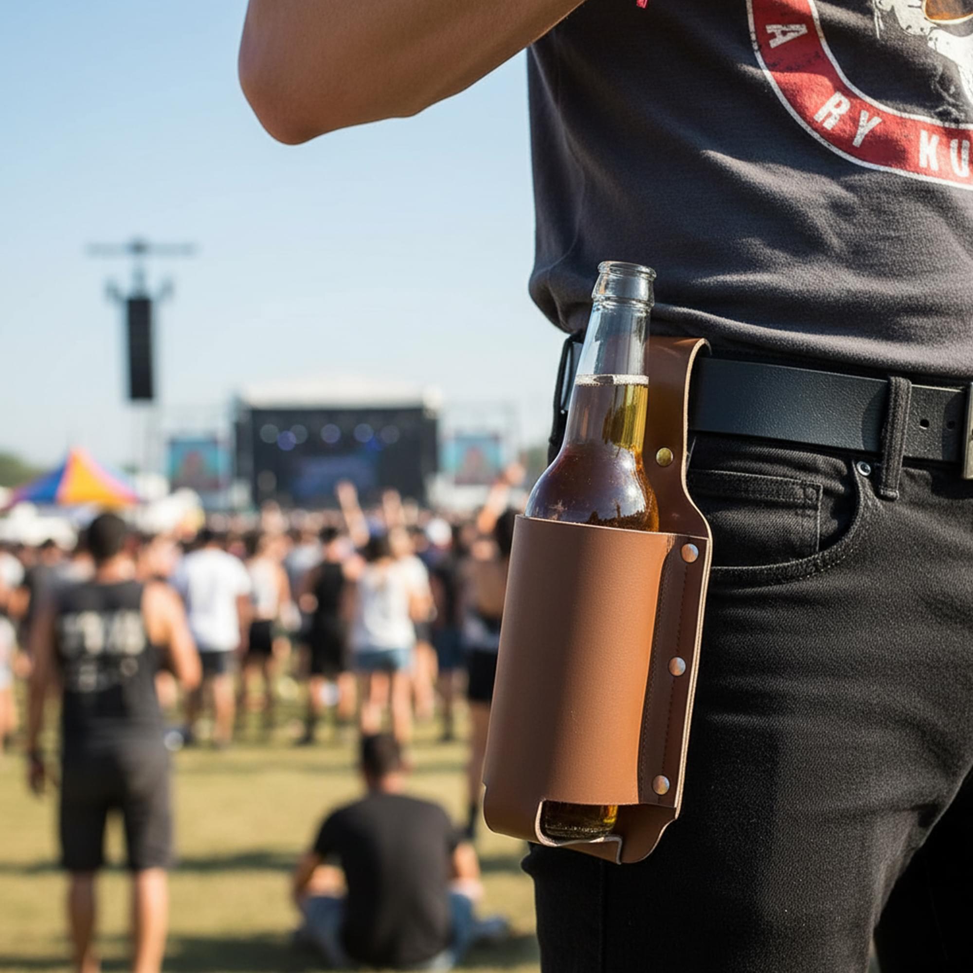 Leatherlike Beverage Holder Adult Costume Accessory | Belt Loop