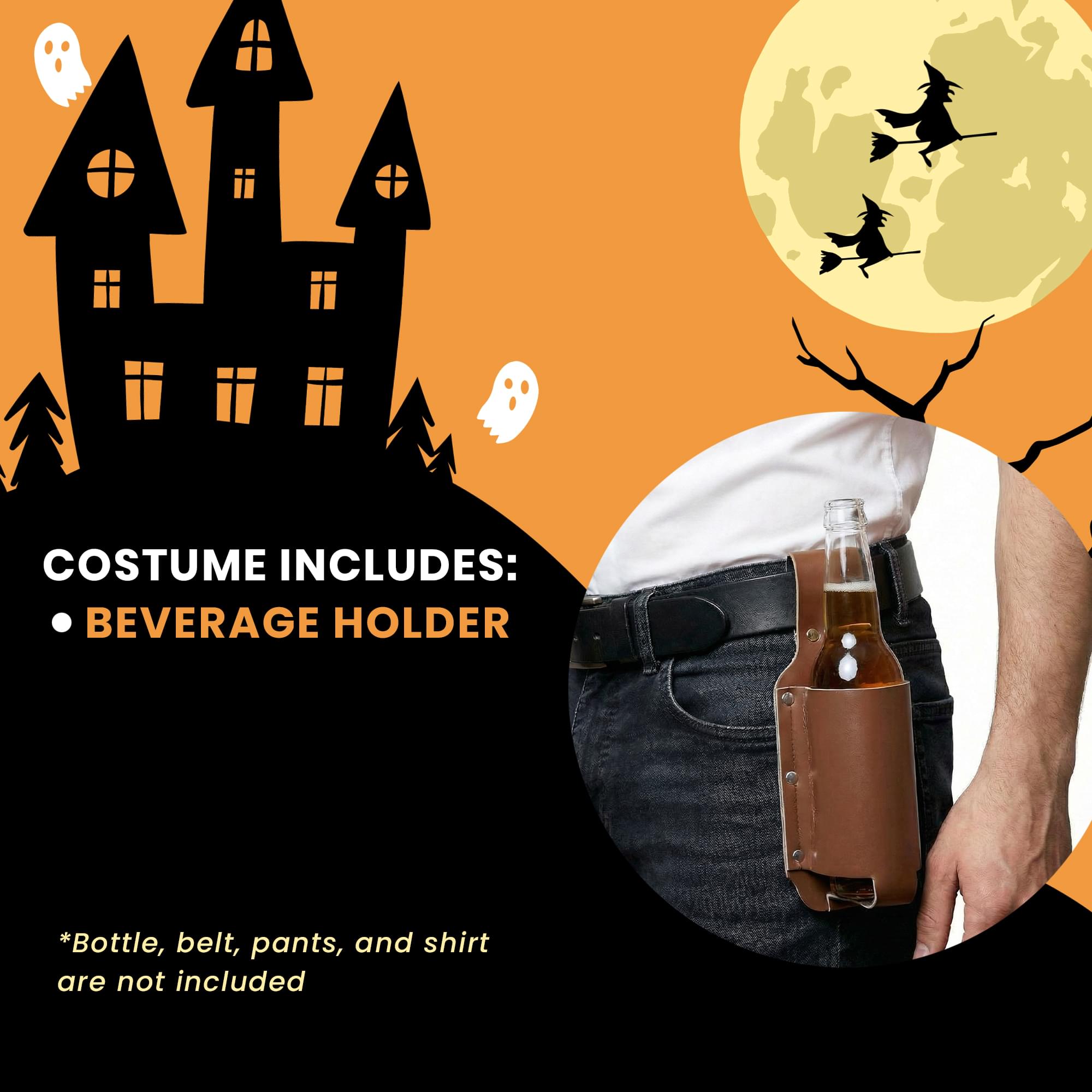 Leatherlike Beverage Holder Adult Costume Accessory | Belt Loop
