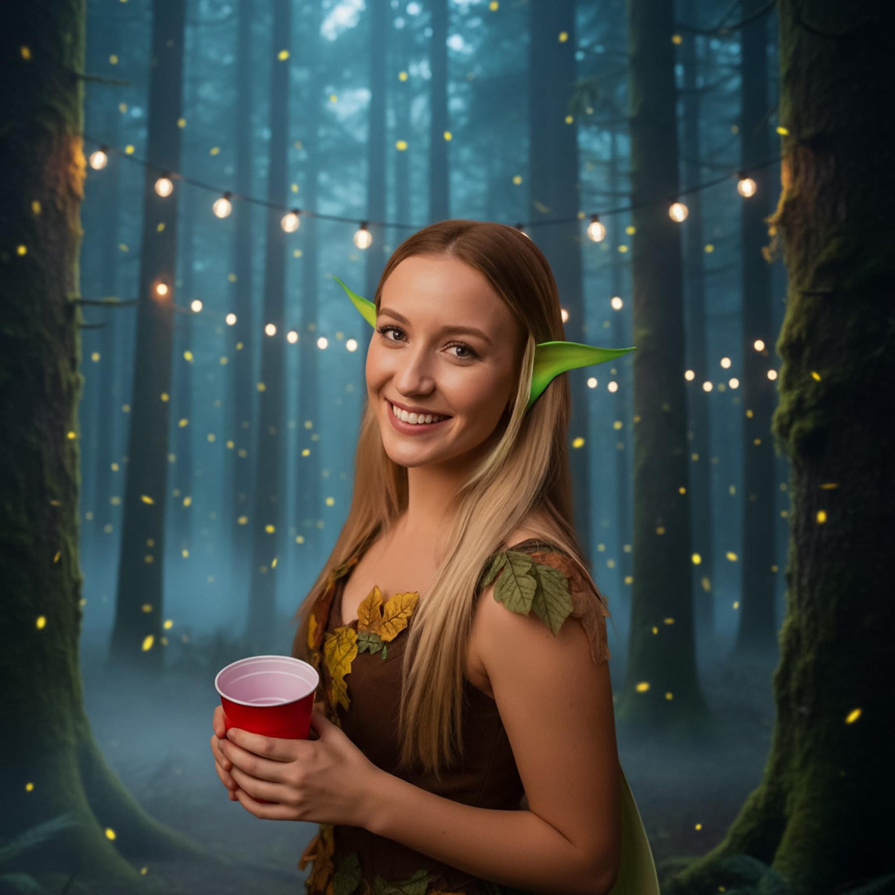 Green Latex Pixie Flexi Costume Ears | Adult One Size
