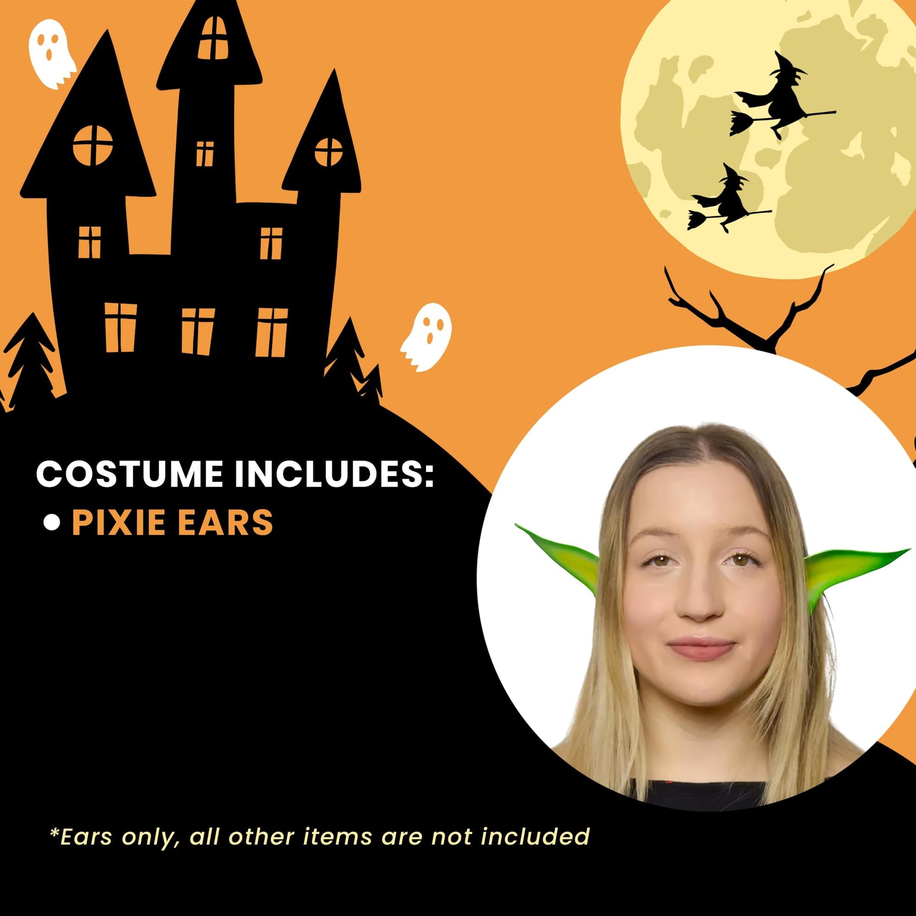 Green Latex Pixie Flexi Costume Ears | Adult One Size