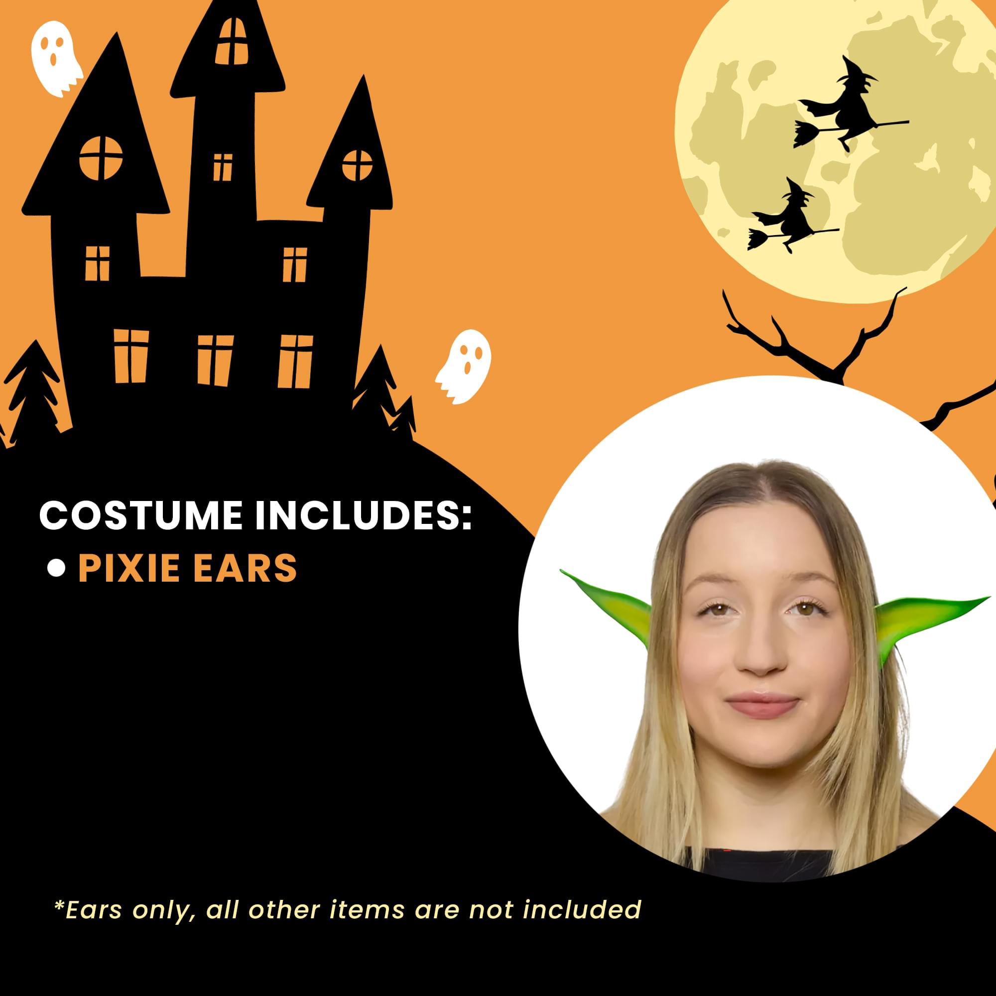 Green Latex Pixie Flexi Costume Ears | Adult One Size