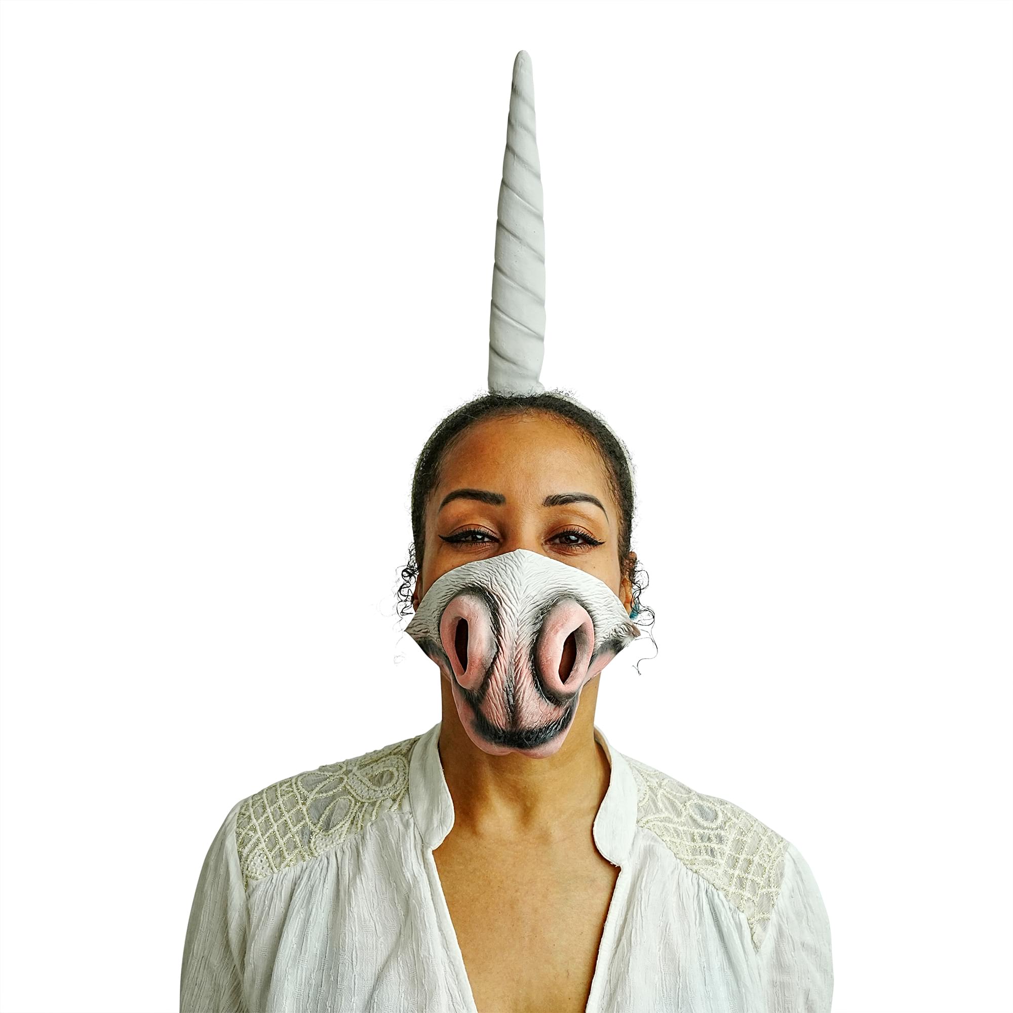 Unicorn Adult Costume Horn Headband & Nose Set
