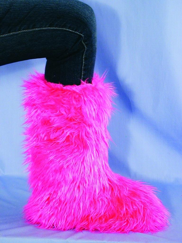 Plush 14" Blacklight Reactive Costume Raver Booties Neon Pink