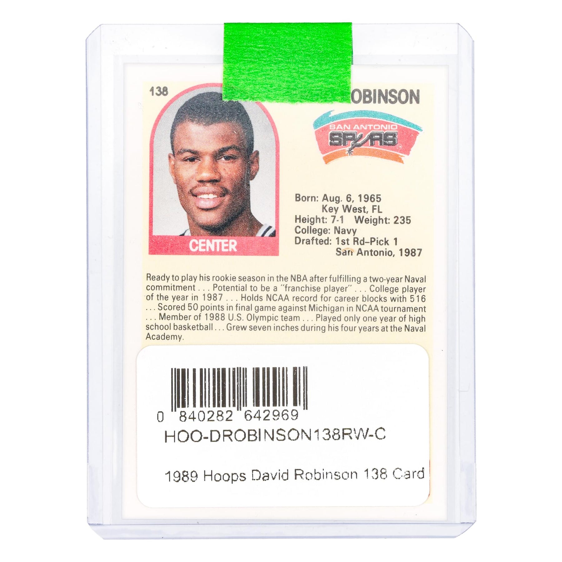 NBA 1989 Hoops David Robinson 138 Card