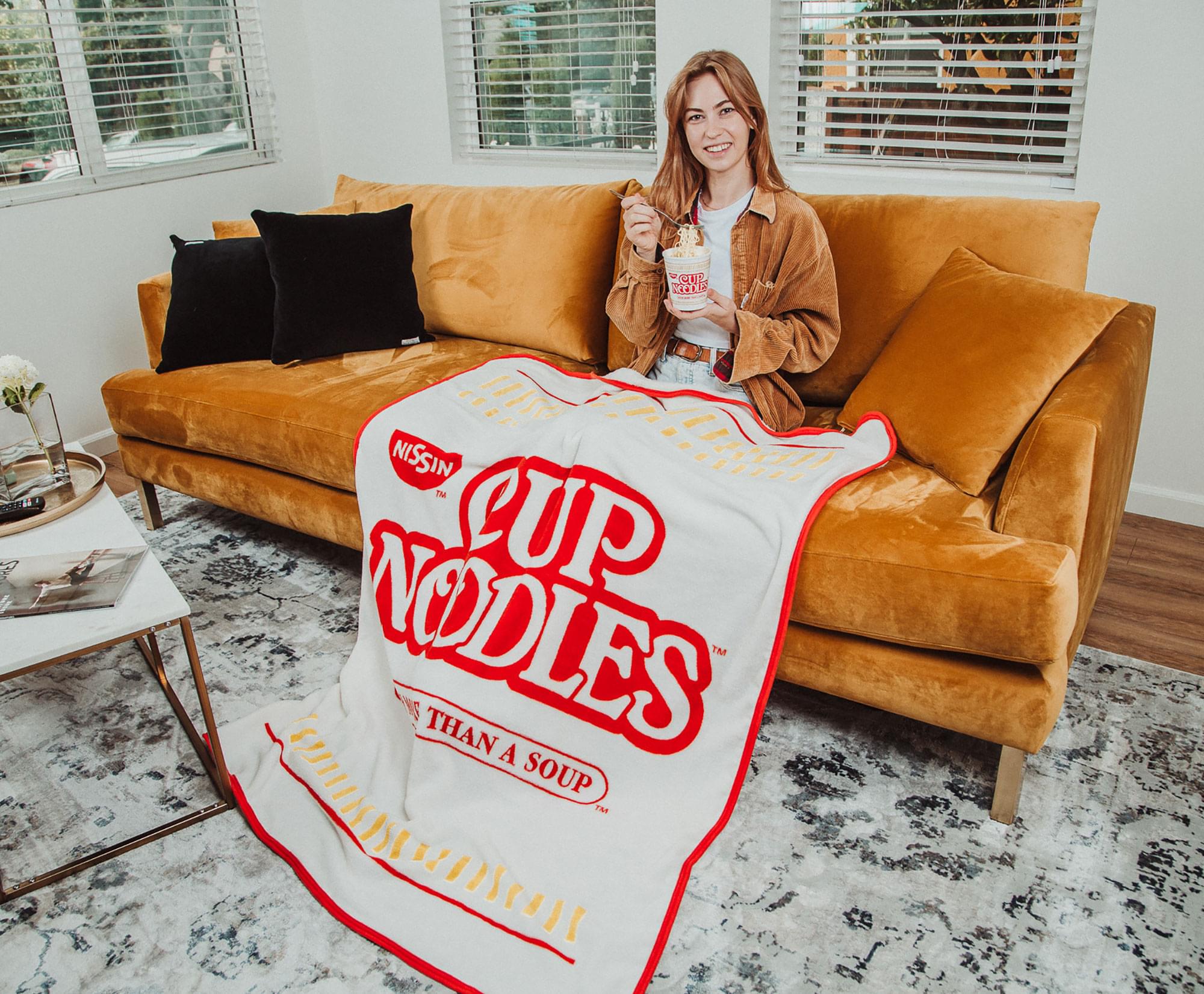 Nissin Cup Noodles Logo Microplush Throw Blanket | 45 x 60 Inches