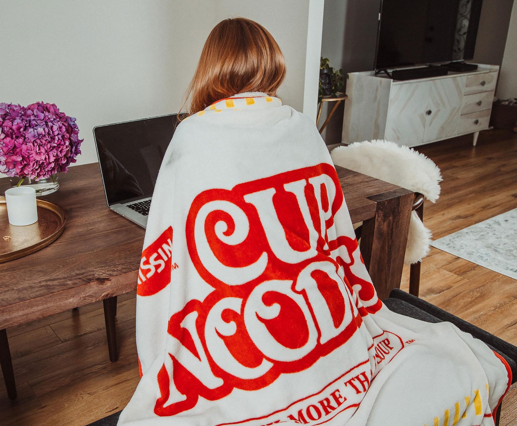 Nissin Cup Noodles Logo Microplush Throw Blanket | 45 x 60 Inches