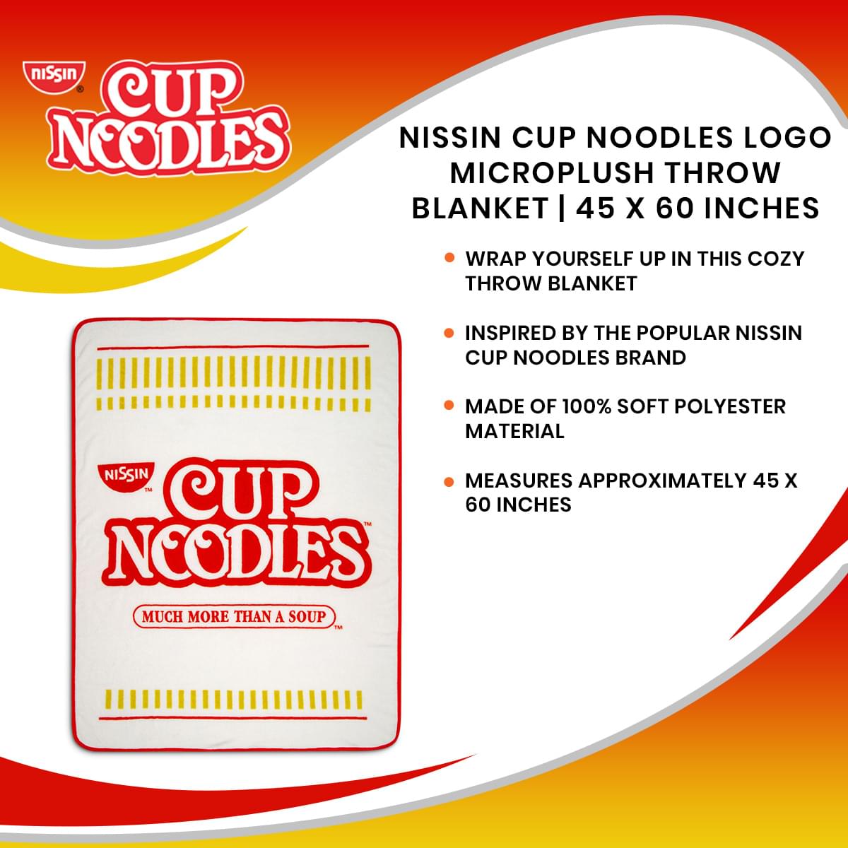 Nissin Cup Noodles Logo Microplush Throw Blanket | 45 x 60 Inches