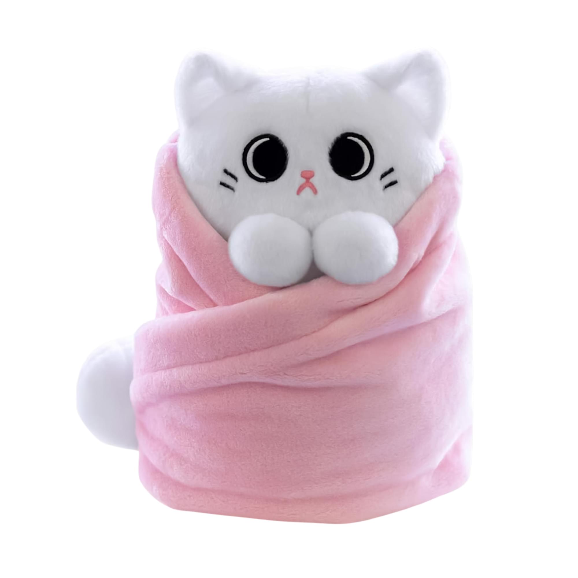 Purritos XL 12 Inch Cat In Blanket Plush - Mochi