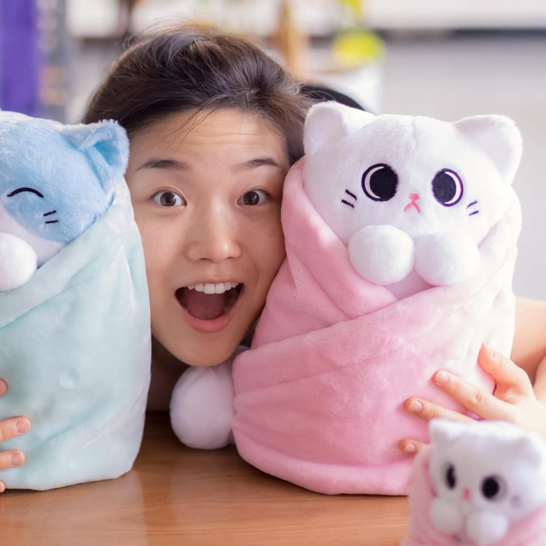 Purritos XL 12 Inch Cat In Blanket Plush - Mochi